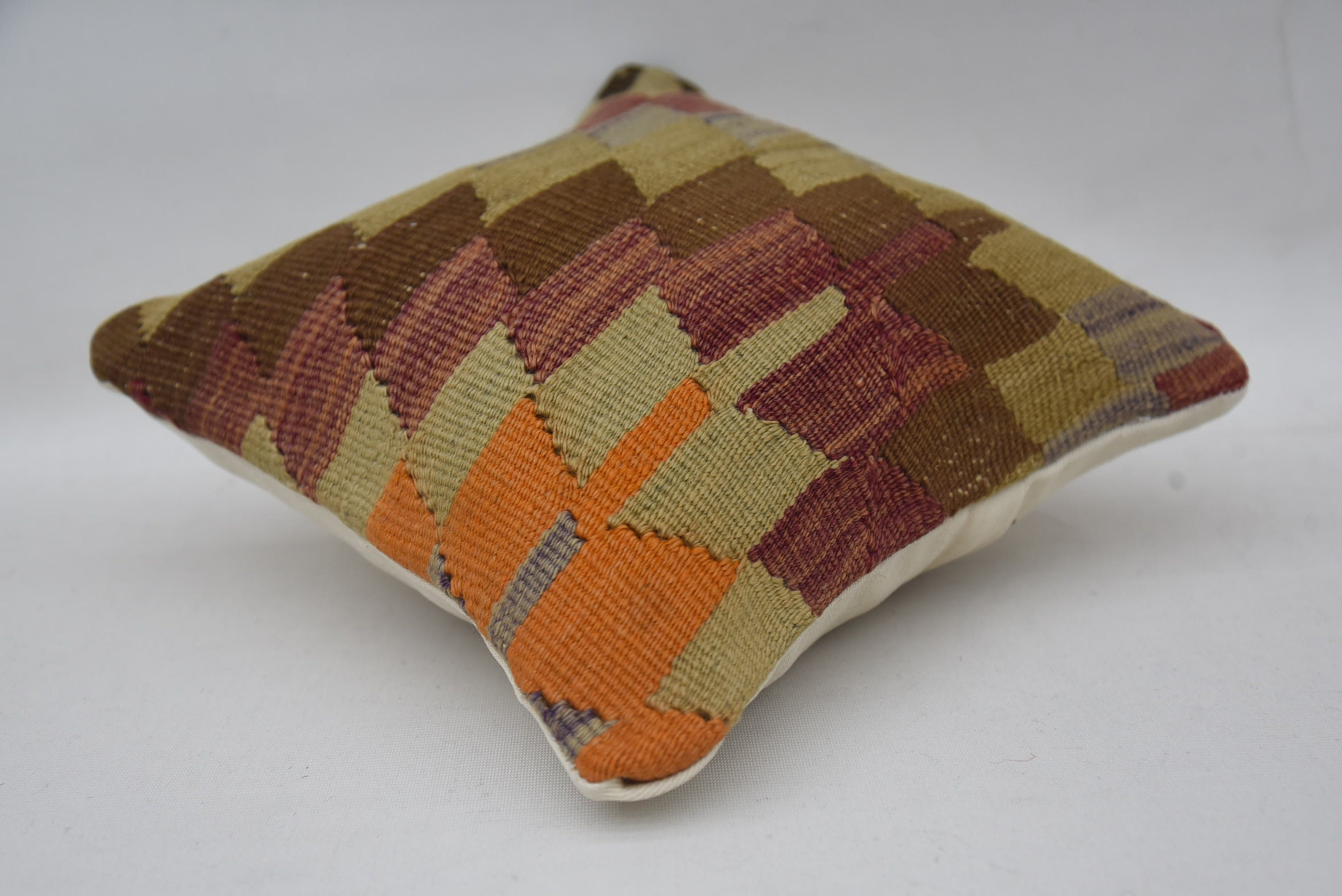 Art Deco Cushion, 12"x12" Brown Cushion Case, Kilim Pillow, Turkish Kilim Pillow, Sofa Bolster Cushion Cover, Kilim Pillow Cover