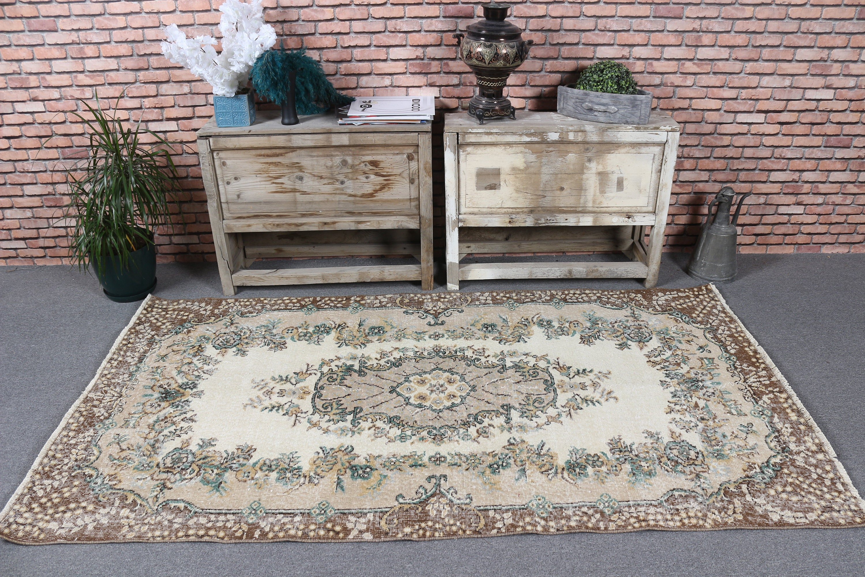 Turkish Rugs, Bedroom Rugs, Vintage Rug, 3.7x7.1 ft Area Rugs, Beige Bedroom Rug, Eclectic Rug, Indoor Rugs, Dining Room Rugs, Antique Rug