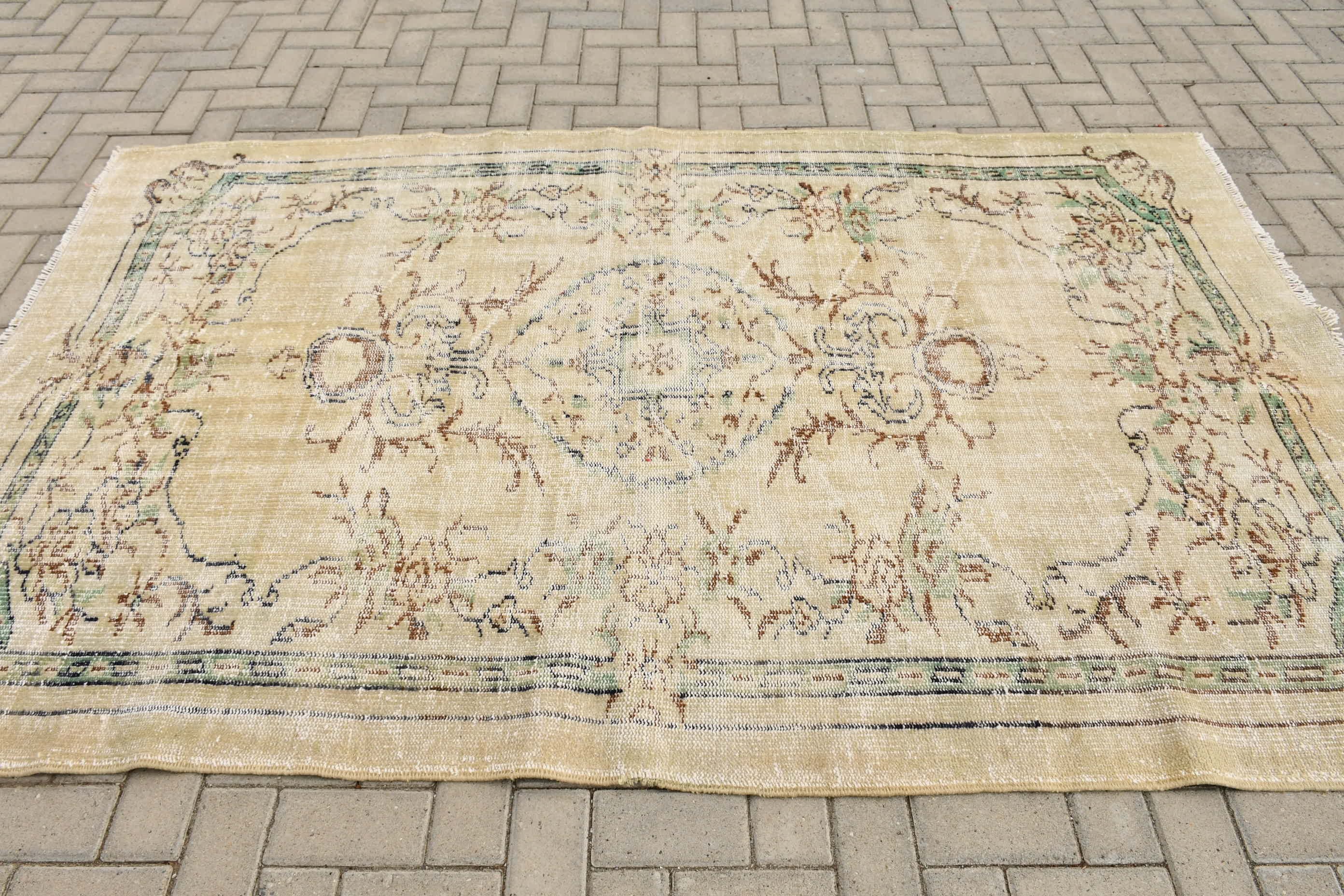 Anatolian Rug, 5.2x8.2 ft Large Rug, Turkish Rug, Aesthetic Rug, Vintage Rug, Floor Rugs, Dining Room Rug, Salon Rugs, Beige Home Decor Rug