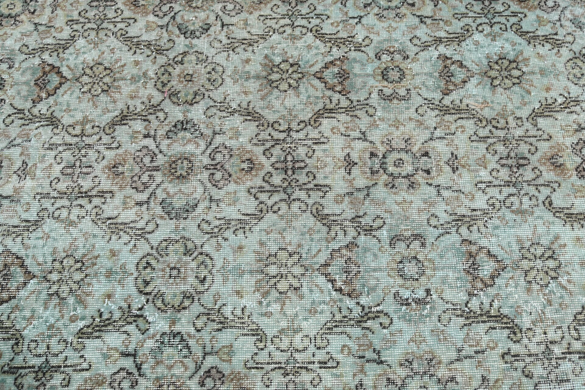 Büyük Vintage Halı, Yatak Odası Halısı, Vintage Halılar, Türk Halıları, Büyük Oushak Halısı, Oryantal Halılar, 5x8,3 ft Büyük Halı, Yeşil Antika Halı