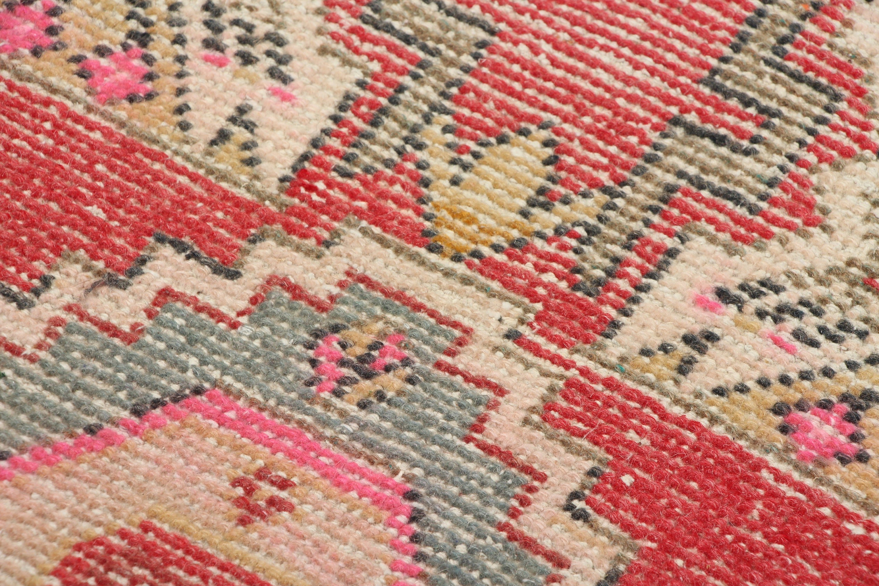 Vintage Halılar, 1.5x2.9 ft Küçük Halı, Antika Halı, Paspas Halıları, Yatak Odası Halıları, Kırmızı Mutfak Halıları, Banyo Halısı, Türk Halısı, Yün Halı