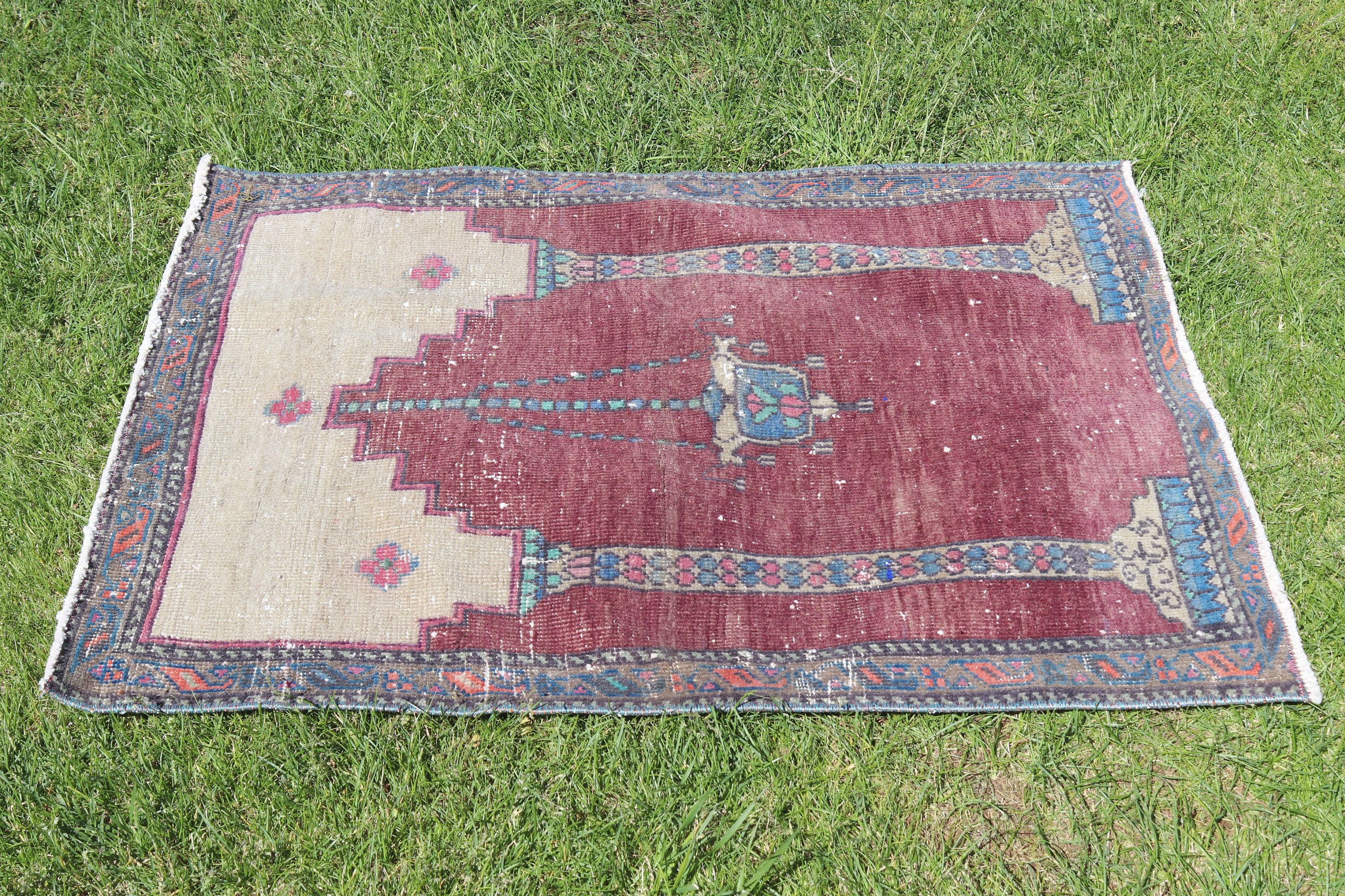 Ev Dekor Halıları, Türk Halıları, Bej 2.6x3.3 ft Küçük Halı, Küçük Alan Halıları, Fas Halısı, Vintage Halı, Kapı Paspası Halıları