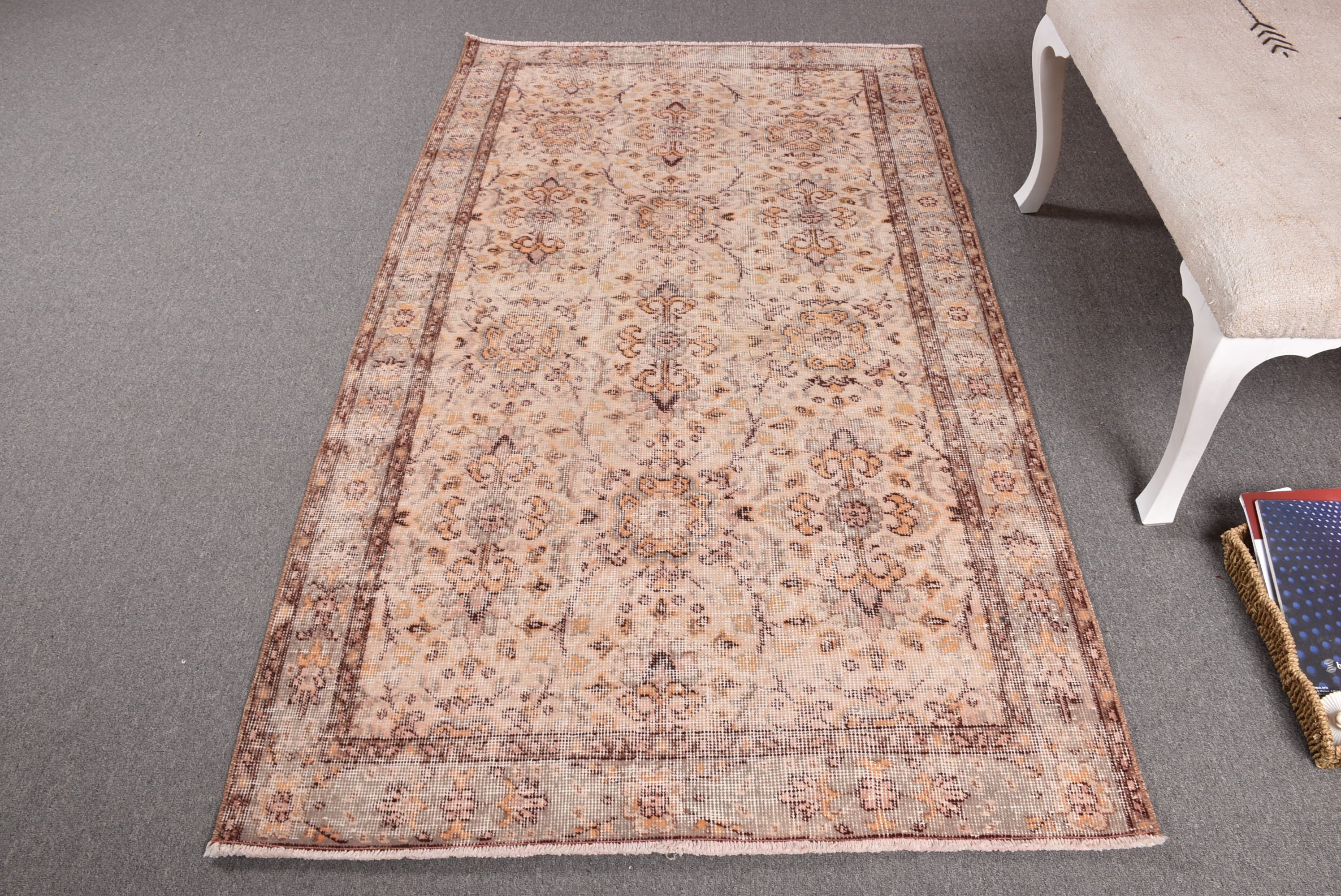 Kitchen Rugs, Oushak Rug, Beige Antique Rugs, Nursery Rug, Turkish Rugs, Aesthetic Rug, Anatolian Rugs, Vintage Rugs, 3.7x6.6 ft Area Rug