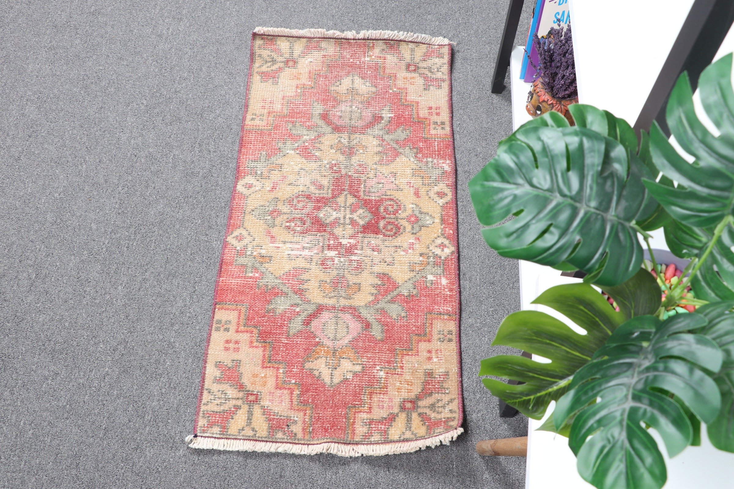 Türk Halısı, Vintage Halı, Paspas Halıları, Paspas Halısı, Fas Halısı, Çocuk Halıları, 1.3x2.8 ft Küçük Halı, Kırmızı Soğuk Halılar