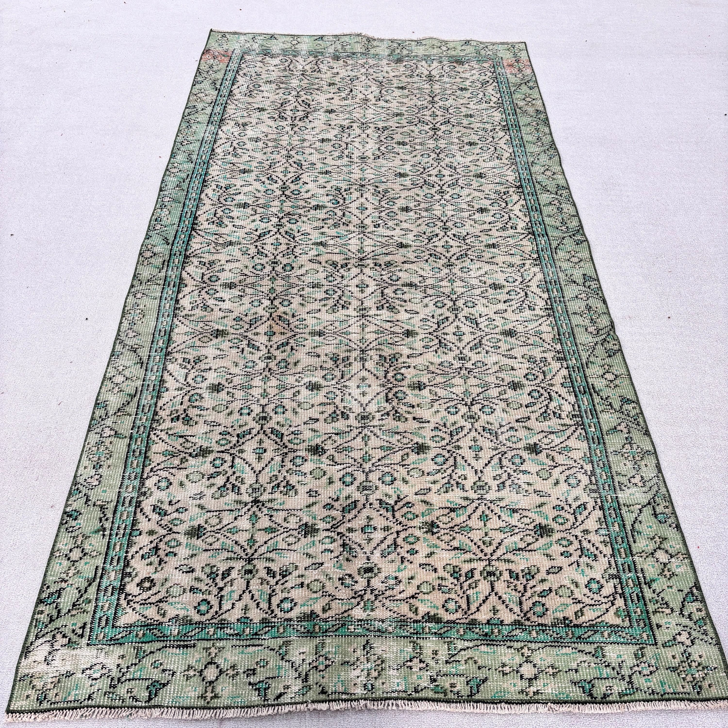 Turkish Rugs, Boho Rugs, Green Moroccan Rug, Floor Rugs, Antique Rug, Rugs for Vintage Area, Bedroom Rug, Vintage Rug, 4.2x8.5 ft Area Rugs