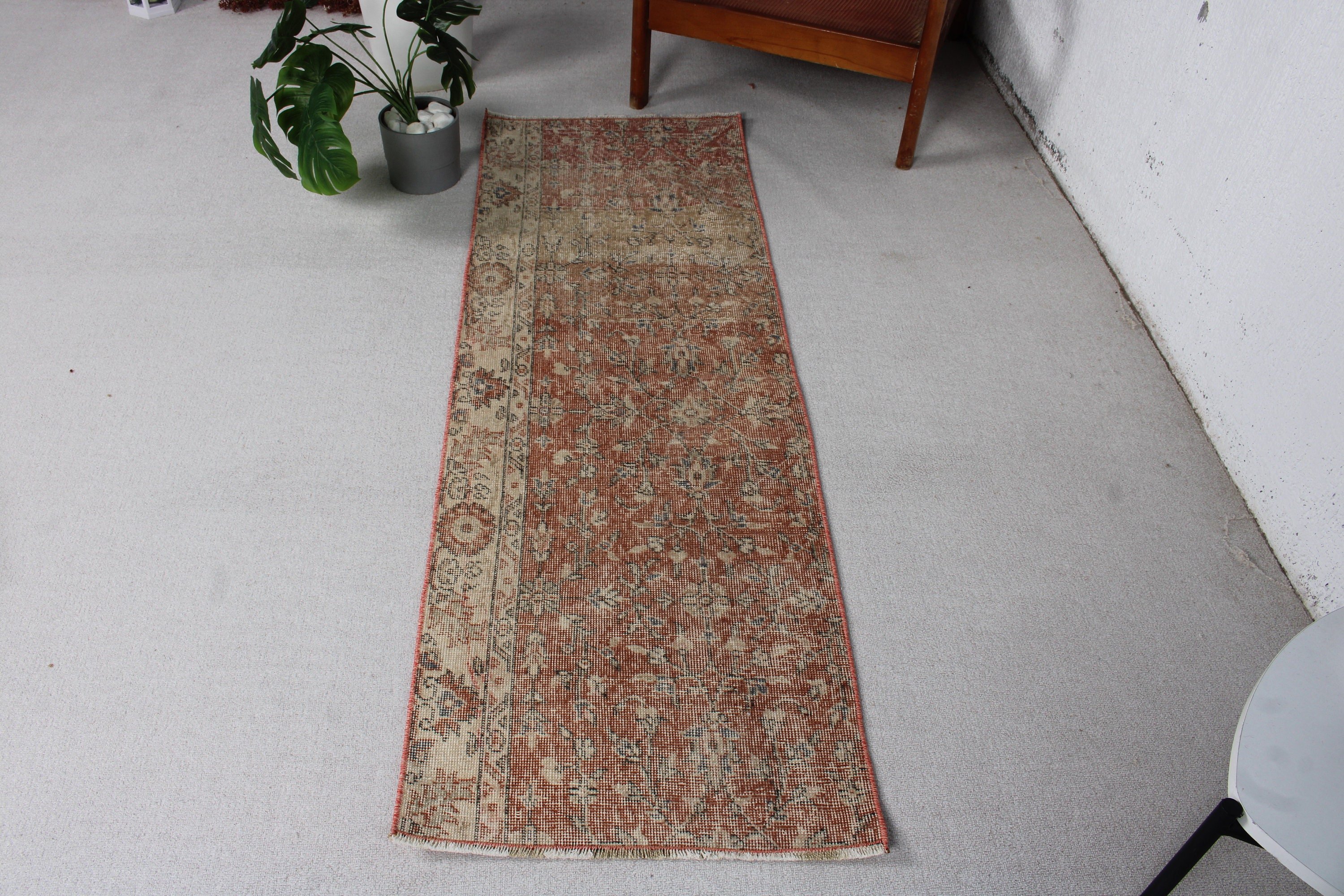 Nötr Halılar, Ev Dekorasyonu Halıları, Mutfak Halısı, Bej Anadolu Halısı, Vintage Halılar, Vintage Yolluk Halısı, 1.9x5.7 ft Yolluk Halısı, Türk Halıları