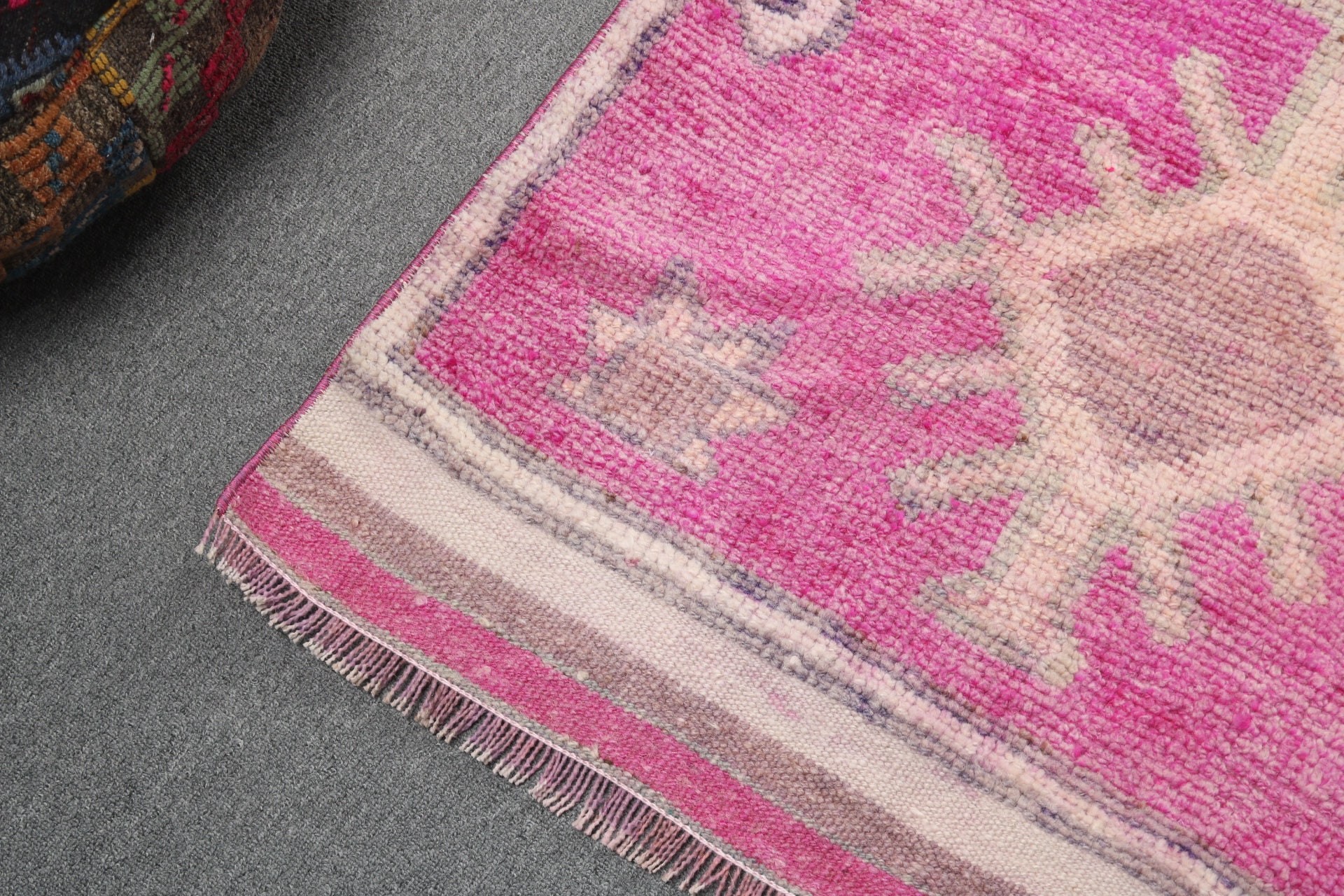 Boho Rugs, Luxury Rug, Vintage Rugs, Turkish Rug, 2.9x11.6 ft Runner Rug, Geometric Rug, Pink Geometric Rugs, Stair Rug, Long Runner Rugs