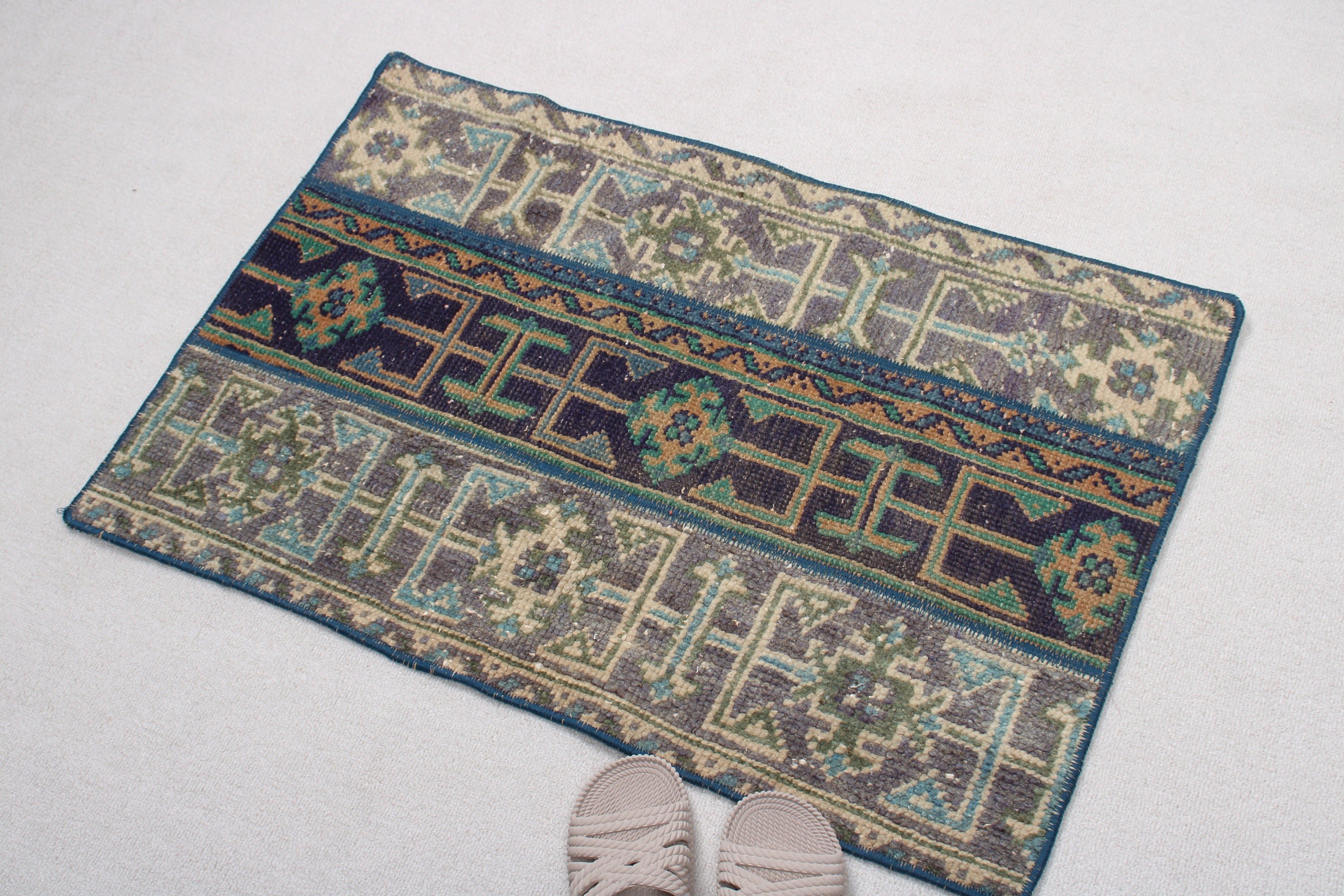 Green Moroccan Rug, Vintage Rugs, Floor Rug, Rugs for Entry, Small Boho Rugs, 2x2.9 ft Small Rug, Handwoven Rugs, Entry Rugs, Turkish Rug