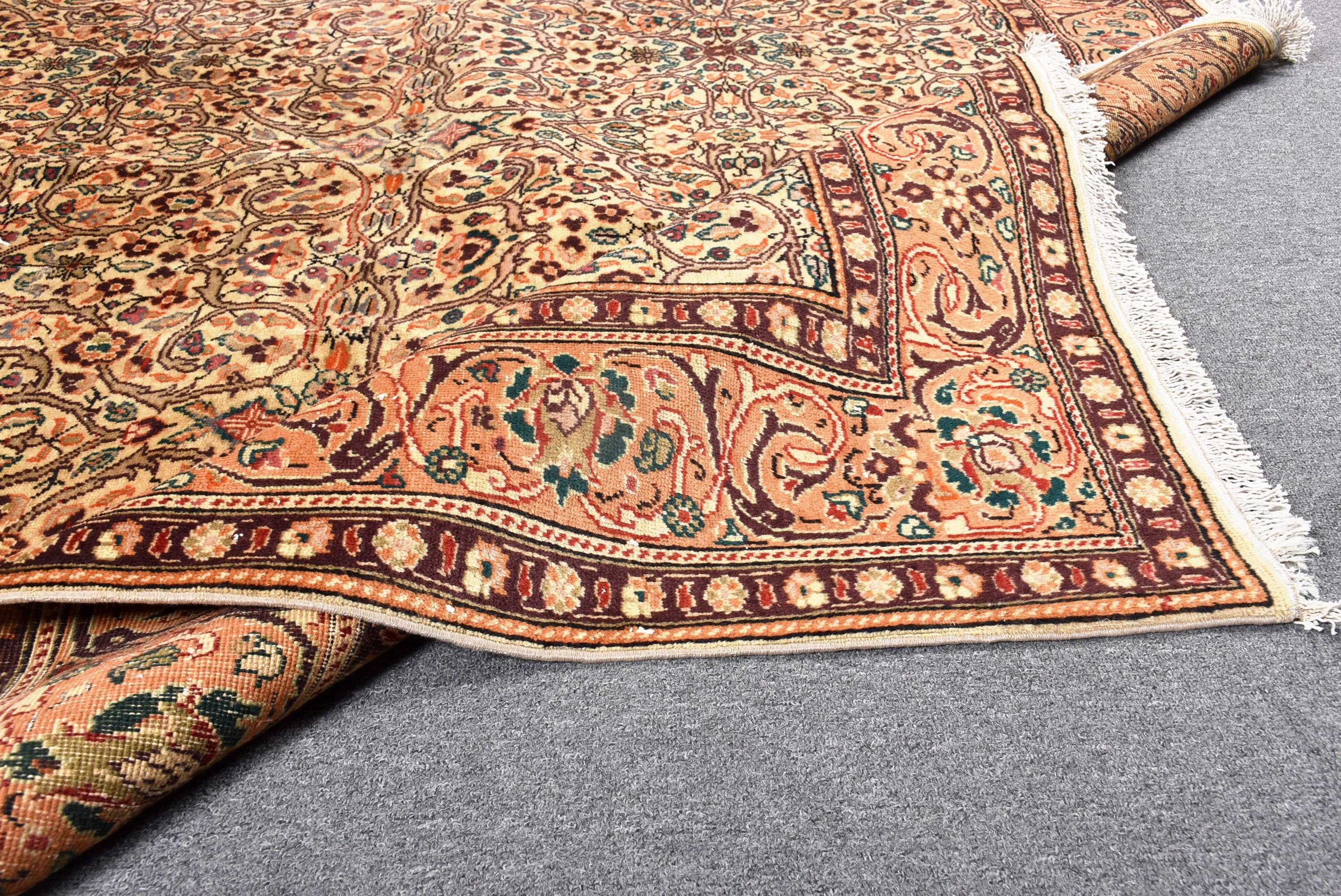 Vintage Halılar, Büyük Boho Halı, 6.3x9.5 ft Büyük Halı, Ev Dekor Halısı, Türk Halısı, Yemek Odası Halısı, Bej Geometrik Halılar