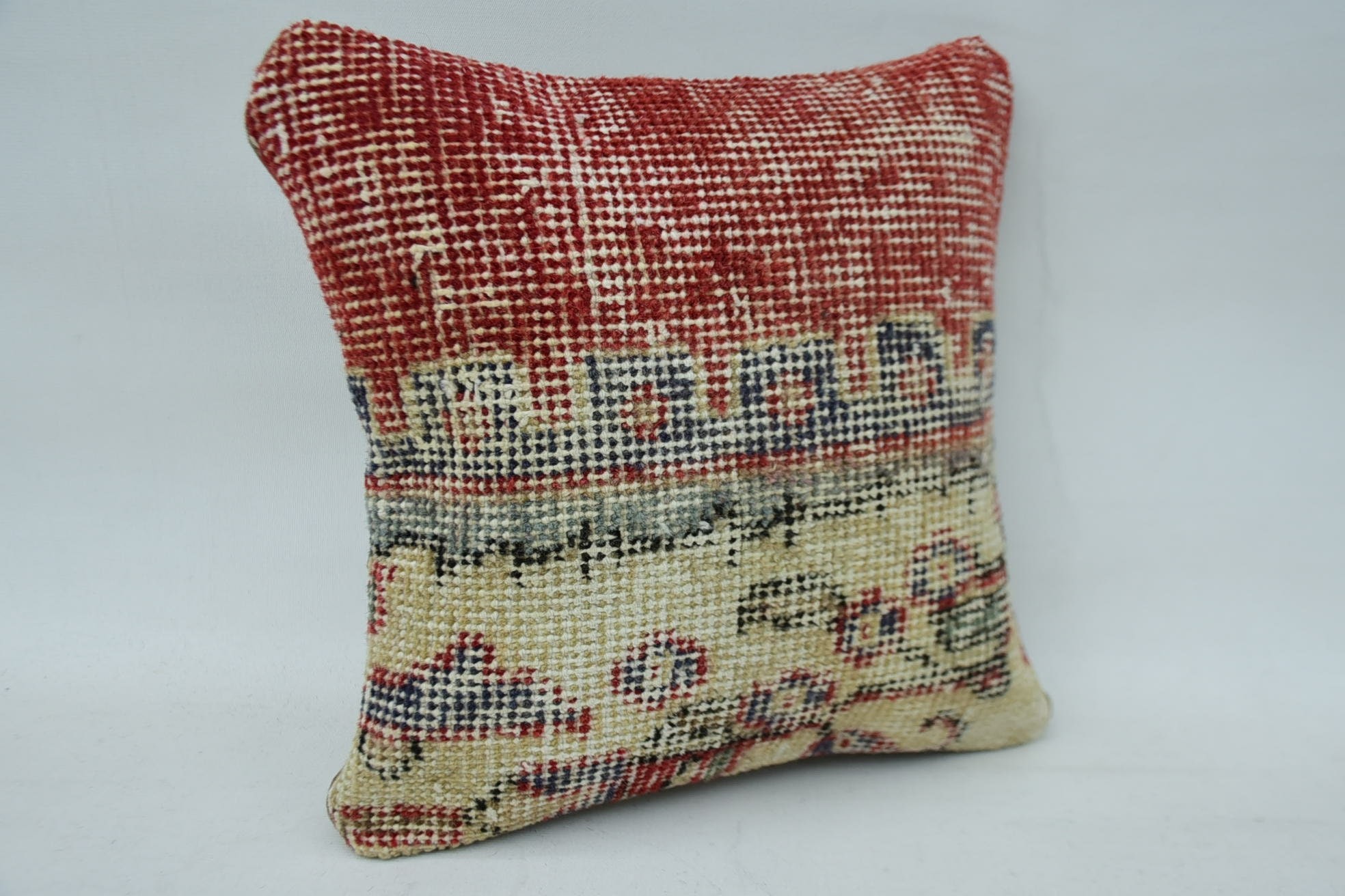 Pastel Cushion Case, 12"x12" Red Pillow, Boho Pillow, Art Deco Cushion Case, Turkish Bench Cushion, Turkish Pillow, Pillow for Sofa