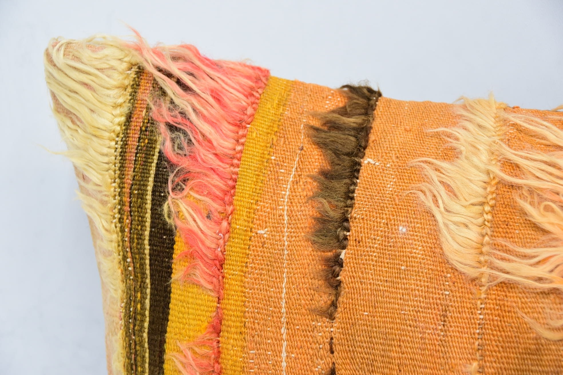 Vintage Throw Cushion, Accent Pillow, Vintage Pillow, Kilim Pillow, Gift Pillow, 16"x24" Orange Pillow Cover