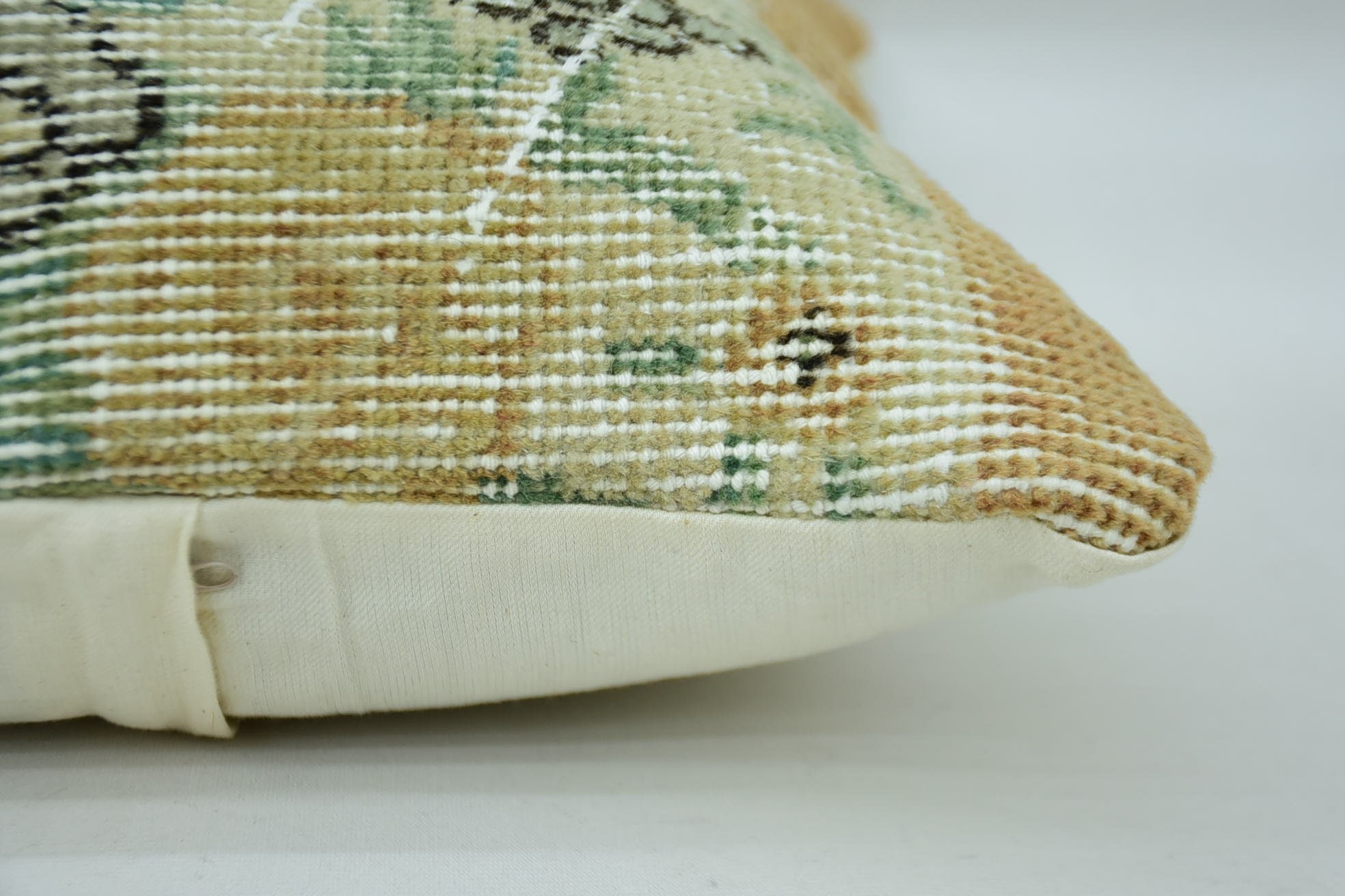 16"x16" Beige Cushion, Boho Pillow, Office Chair Cushion Case, Bed Pillow Cover, Turkish Kilim Pillow, Interior Designer Pillow