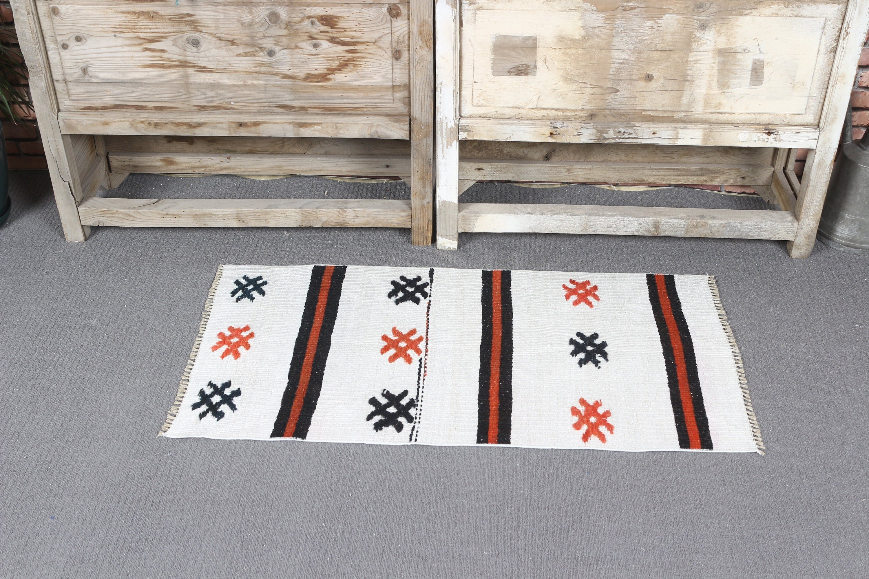 Wall Hanging Rugs, Nursery Rugs, Vintage Rug, Anatolian Rug, 1.7x3.2 ft Small Rugs, Oriental Rug, White Home Decor Rugs, Turkish Rug