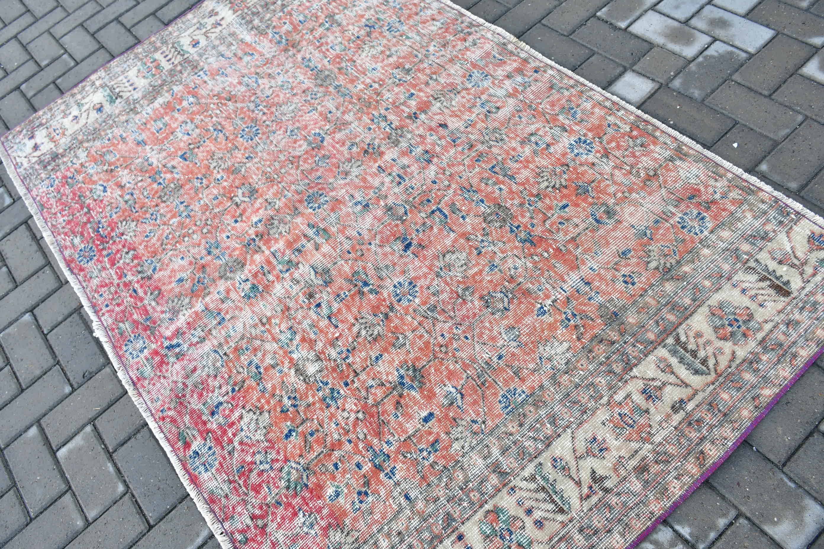 Turkish Rug, 6.7x4.2 ft Area Rugs, Vintage Rugs, Rugs for Floor, Indoor Rug, Distressed Rug, Red Bedroom Rugs, Home Decor Rug