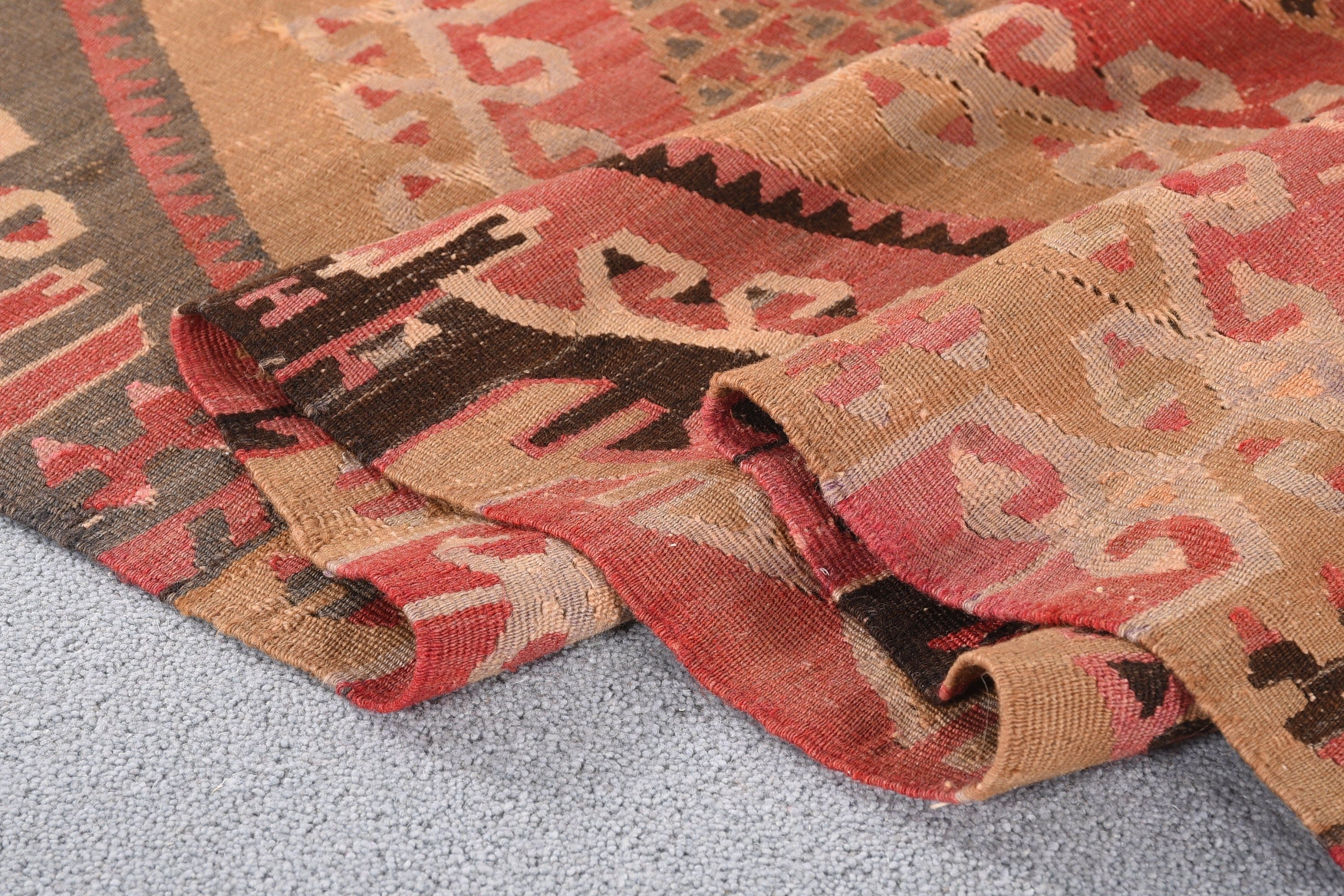 Koridor Halıları, 3.1x12.4 ft Koşucu Halısı, Kırmızı Soğuk Halılar, Ev Dekorasyonu Halısı, Vintage Halı, Yer Halısı, Merdiven Halıları, Kilim, Türk Halısı