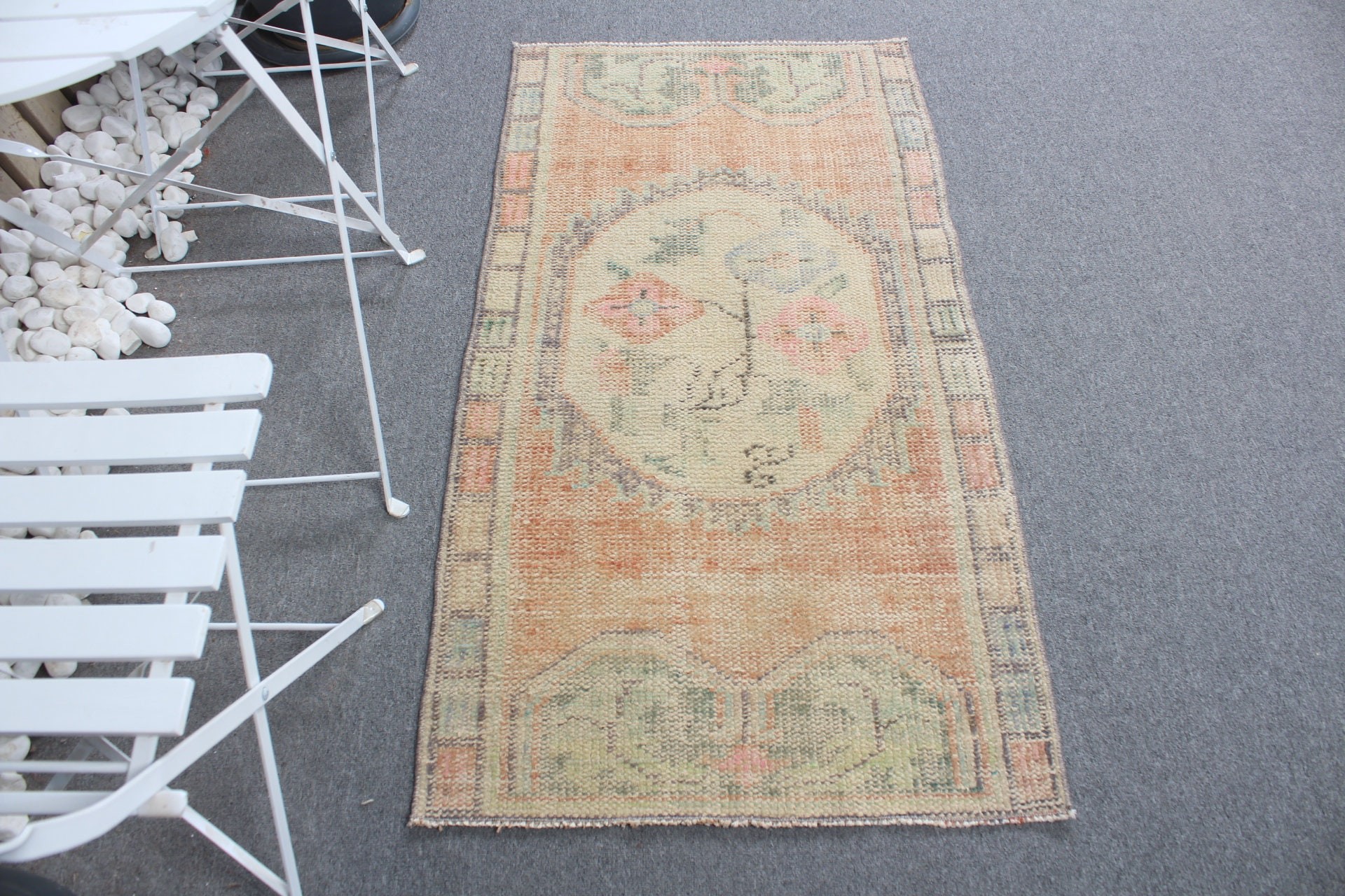 Anadolu Halıları, Türk Halısı, Vintage Halı, Turuncu Fas Halısı, 2,3x4,4 ft Küçük Halı, Banyo Halıları, Soluk Halı, Ev Dekor Halısı, Duvar Asılı Halılar