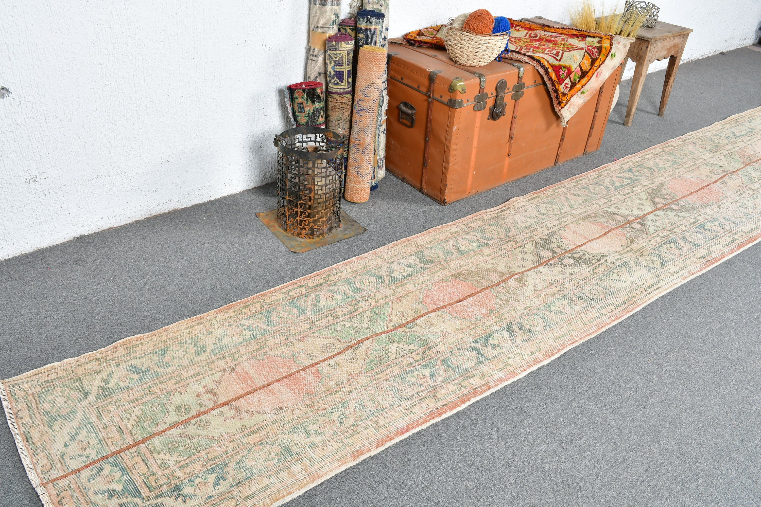 Decorative Rug, Stair Rugs, Antique Rugs, Turkish Rugs, 2.3x12.9 ft Runner Rug, Corridor Rugs, Vintage Rug, Brown Home Decor Rug, Wool Rugs