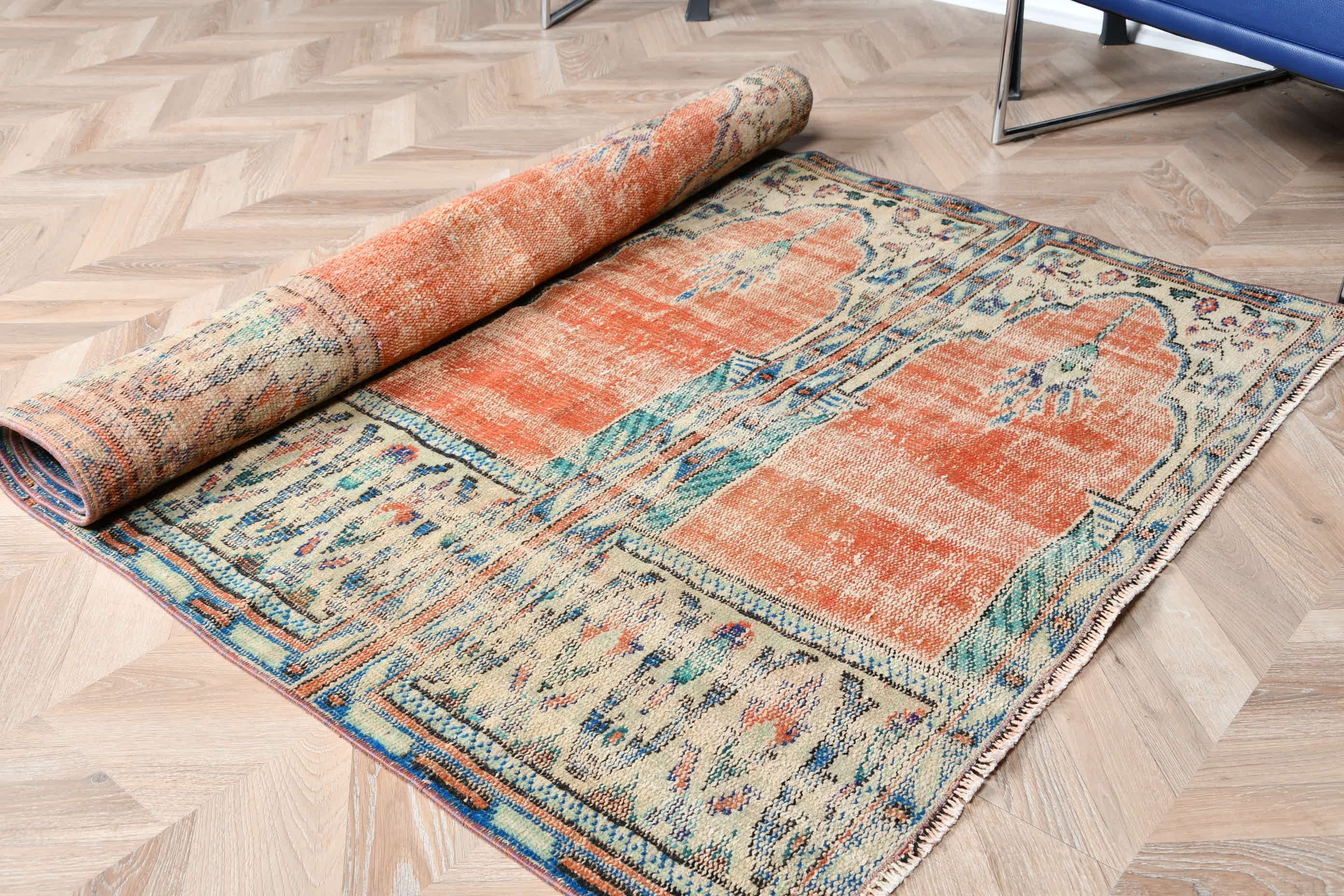 Vintage Halı, Türk Halısı, Kırmızı Oryantal Halılar, 4.3x7.5 ft Alan Halıları, Yemek Odası Halısı, Mutfak Halıları, Eski Halı, Anadolu Halısı, Oturma Odası Halıları