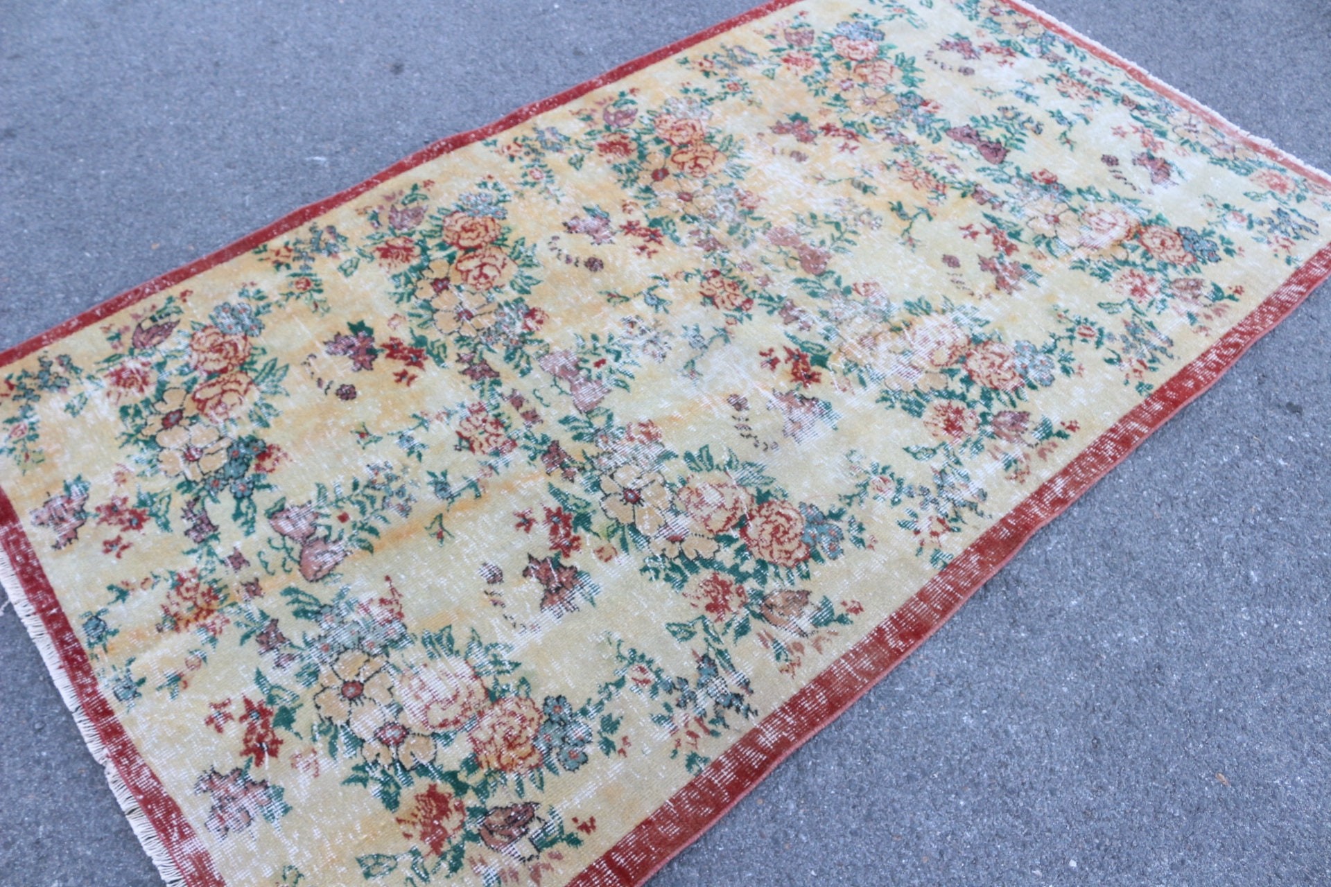 Indoor Rug, Vintage Rug, Rugs for Indoor, Moroccan Rug, Bedroom Rug, Wool Rugs, 4.1x7.3 ft Area Rugs, Green Oriental Rug, Turkish Rug