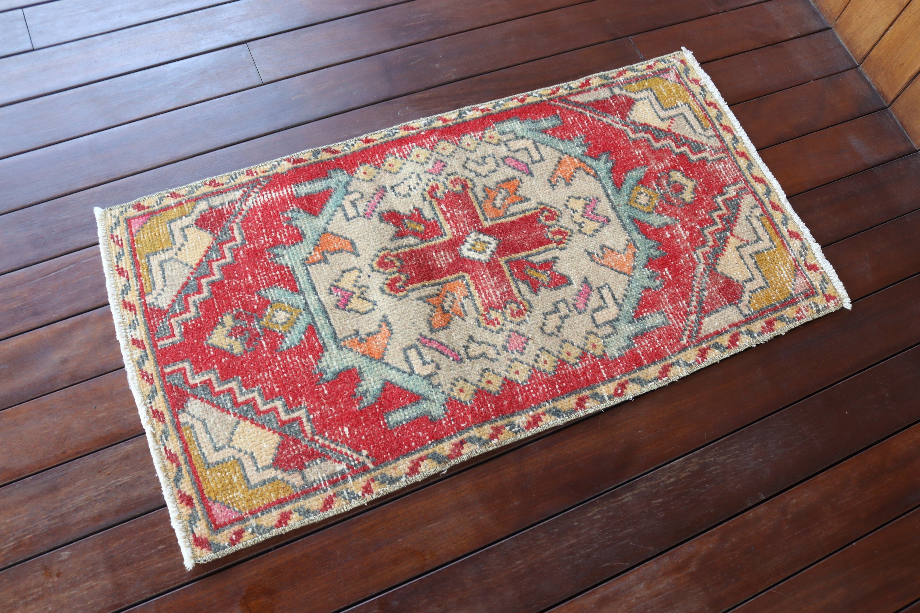 Turkish Rugs, Vintage Rug, Red Home Decor Rug, Bedroom Rug, 1.6x3.1 ft Small Rug, Floor Rug, Nursery Rugs, Geometric Rug, Ethnic Rug