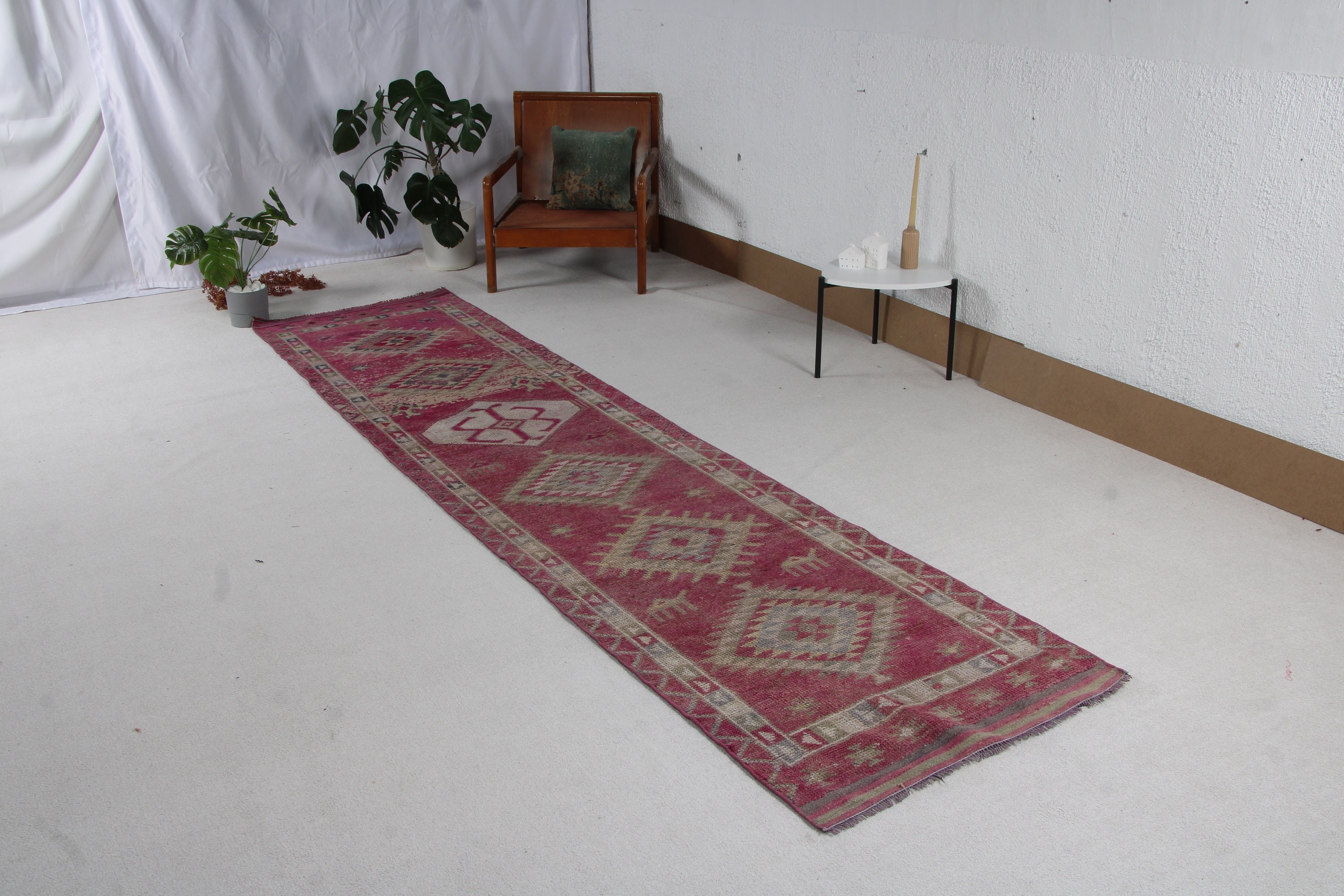 Ev Dekorasyonu Halıları, Pembe Açıklama Halıları, Koridor Halısı, Vintage Halılar, Türk Halısı, 2.8x11.8 ft Runner Halıları, Vintage Runner Halısı, Lüks Halılar