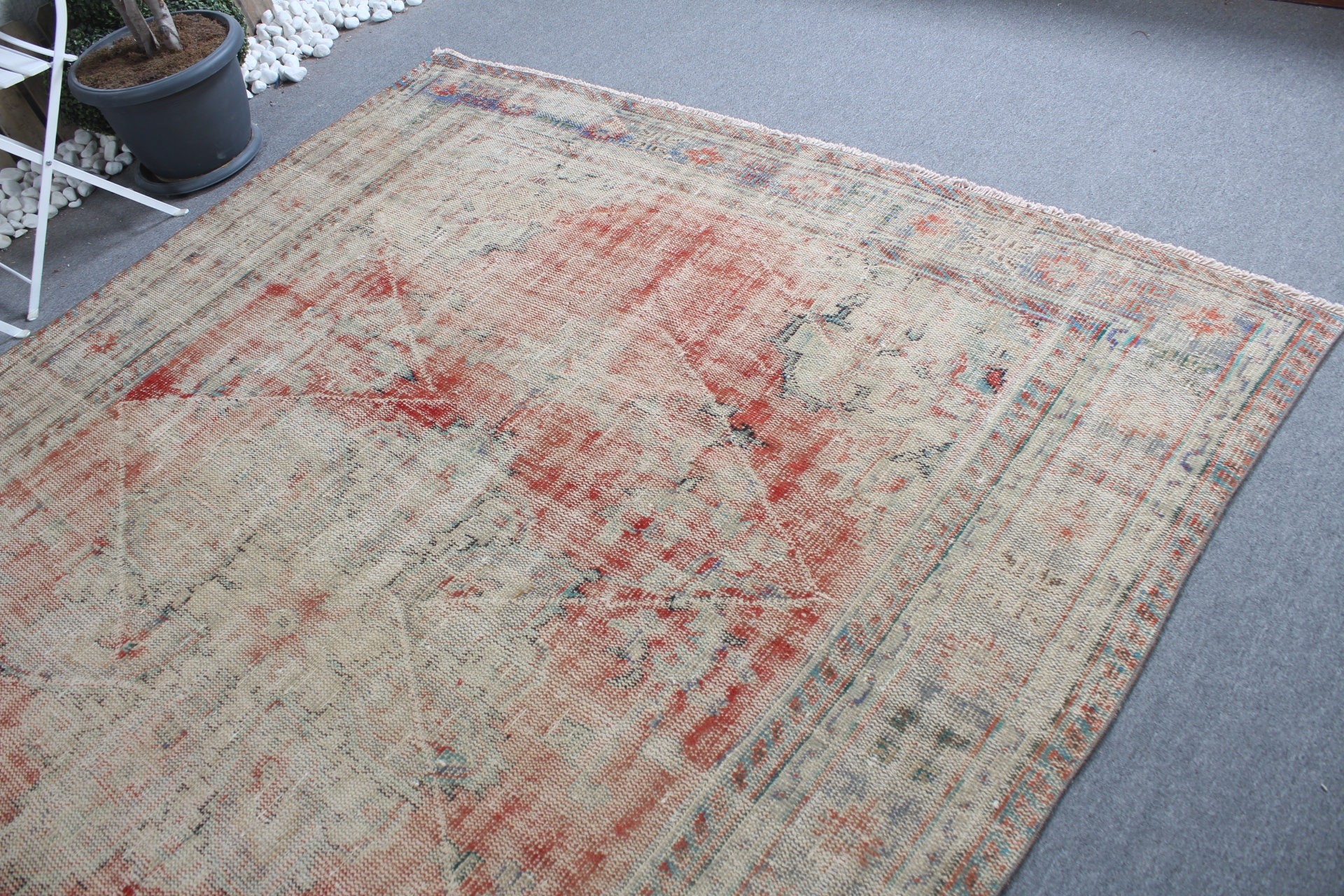 Vintage Rug, Home Decor Rug, Living Room Rug, Salon Rug, Aesthetic Rugs, Red Home Decor Rugs, Turkish Rug, Cool Rugs, 6.8x9.7 ft Large Rugs