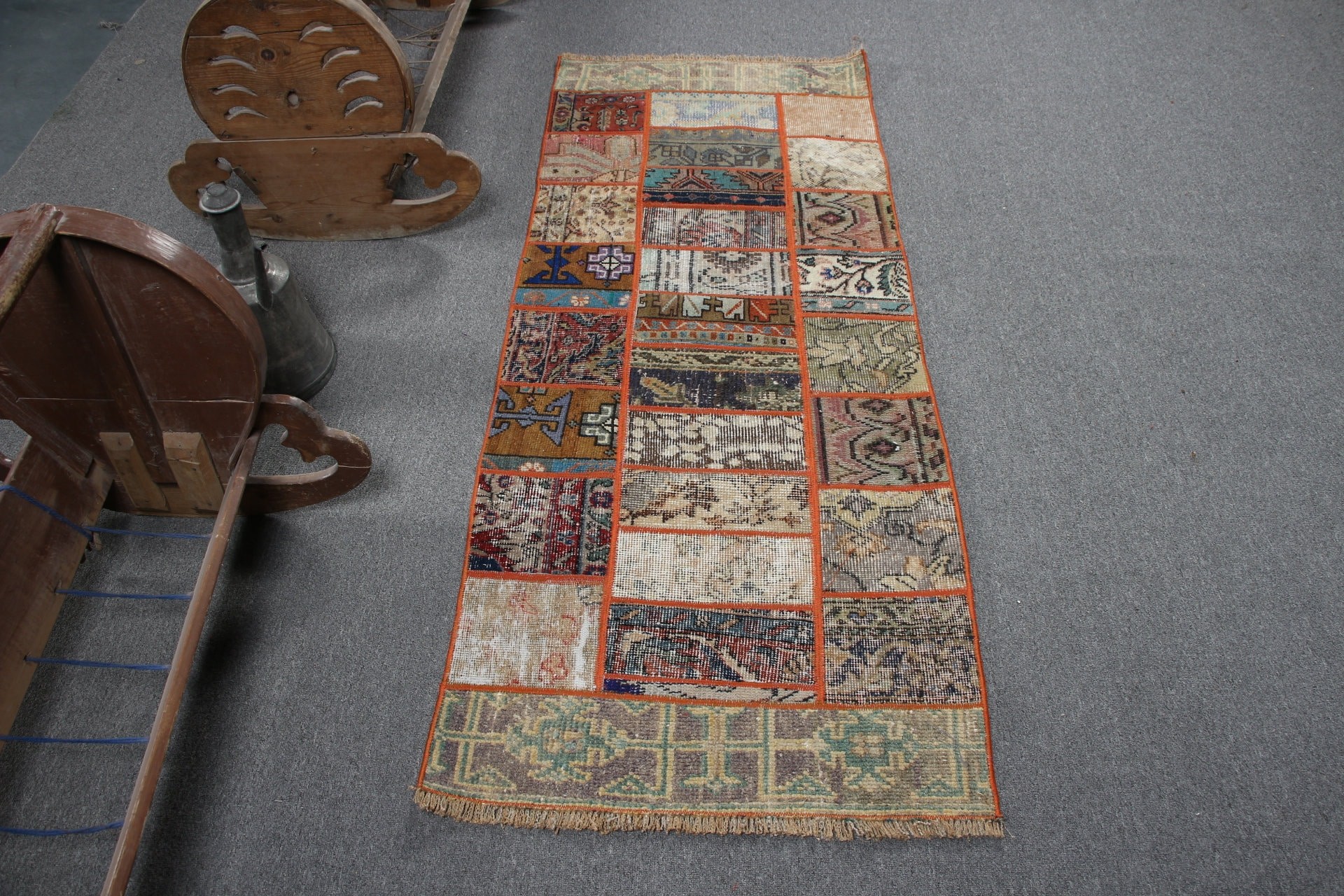 Vintage Halılar, Merdiven Halısı, 2,3x5,9 ft Koşucu Halıları, Yün Halıları, Oryantal Halılar, Koşucu Halıları, Boho Halısı, Turuncu Fas Halısı, Türk Halısı