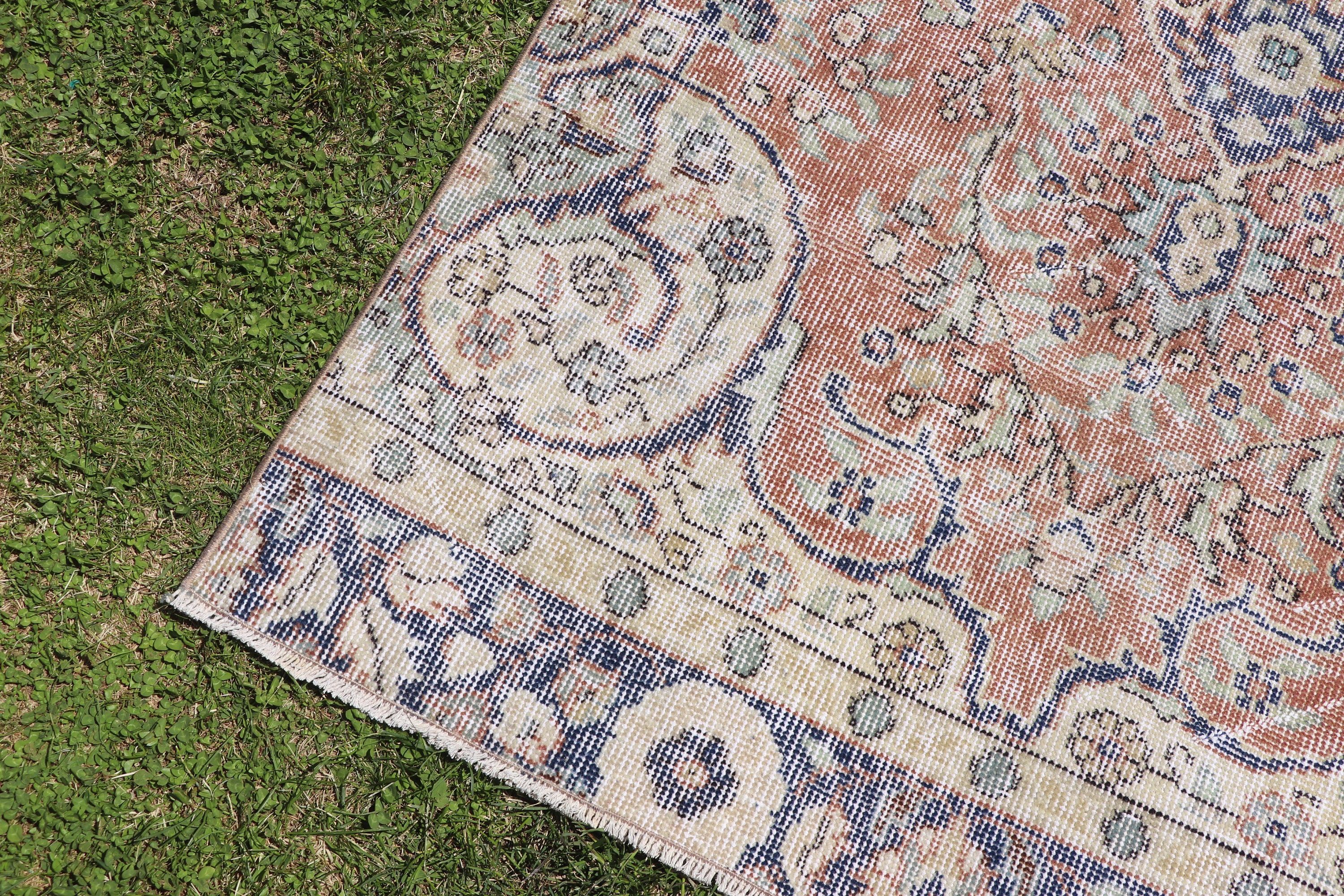 Turuncu Ev Dekor Halısı, 3.4x9.5 ft Runner Halıları, Vintage Halılar, Fas Halıları, Türk Halısı, Merdiven Halıları, Boho Halıları, Koridor Halıları