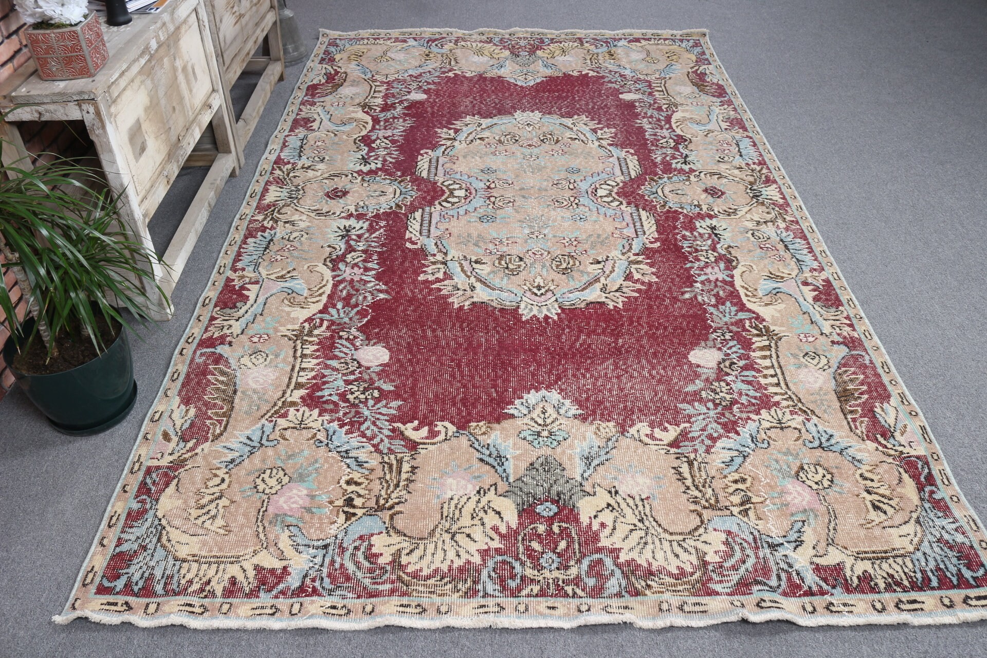 Mor Oryantal Halı, Yatak Odası Halısı, Ofis Halısı, Yemek Odası Halısı, 5.7x9.5 ft Büyük Halılar, Salon Halısı, Vintage Halı, Türk Halıları, Antika Halı