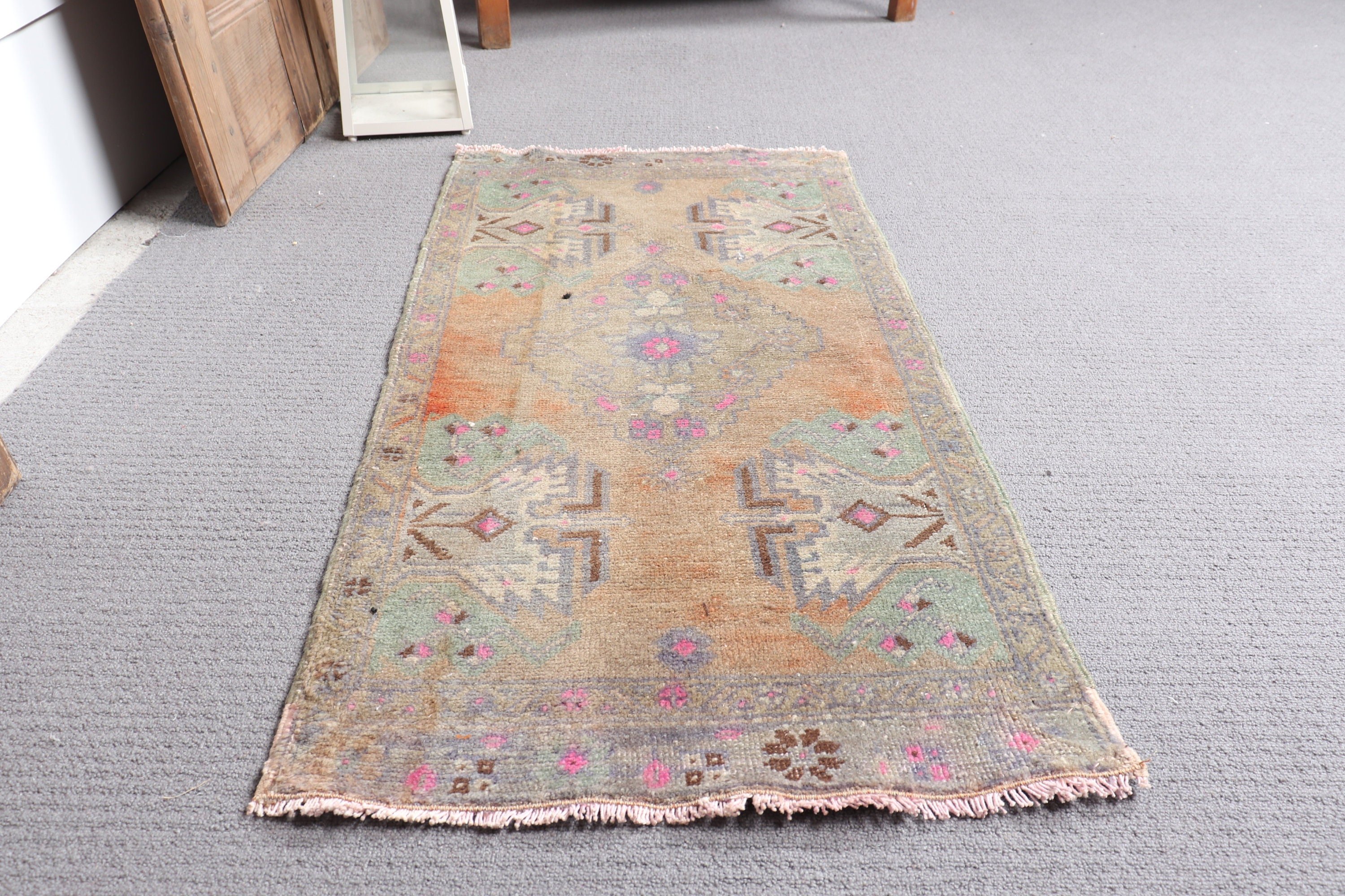 Mutfak Halıları, Yün Halılar, Türk Halıları, Özel Halı, Yeşil Yün Halılar, Çocuk Odası Halıları, Vintage Halılar, 1.6x3.2 ft Küçük Halı, Kapı Paspası Halıları