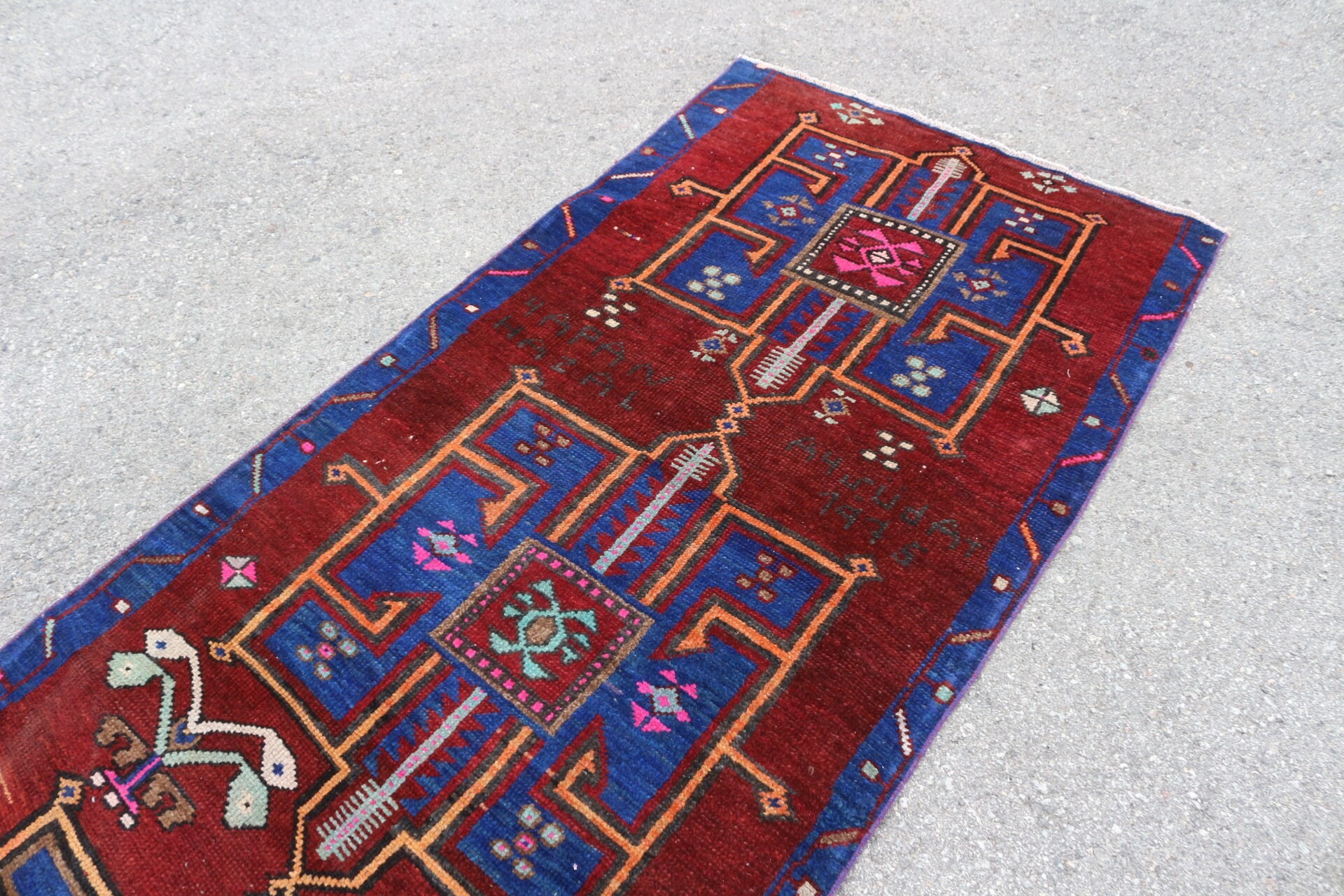 Kırmızı Yer Halıları, Koşucu Halıları, Merdiven Halısı, Koridor Halısı, 3.4x12 ft Runner Halısı, Vintage Halılar, Ev Dekorasyonu Halıları, Antika Halı, Türk Halısı