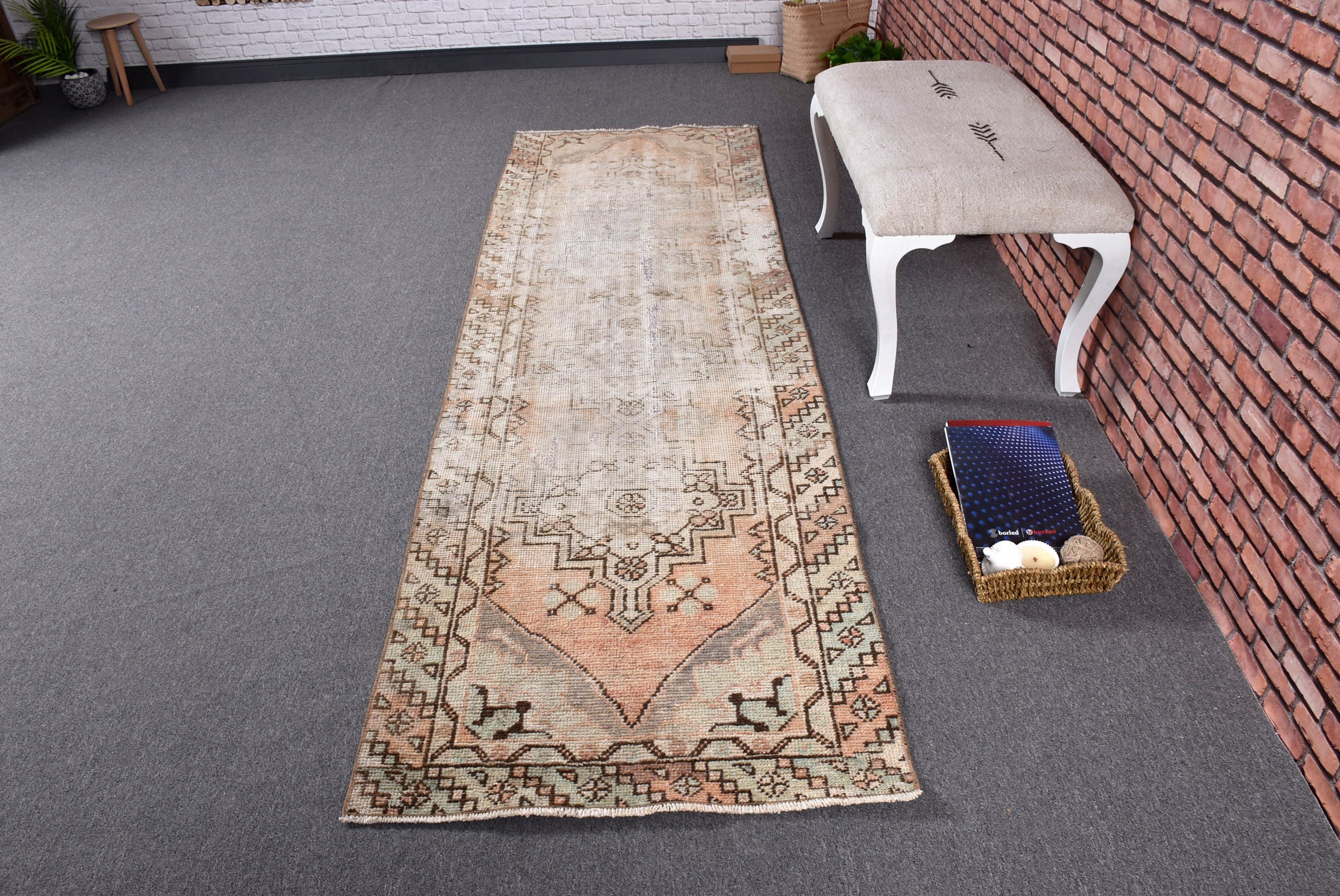 Türk Halıları, Vintage Halı, Ev Dekorasyonu Halısı, 2.7x9 ft Runner Halısı, Bej Lüks Halılar, Beni Ourain Runner Halıları, El Dokuma Halıları, Merdiven Halıları