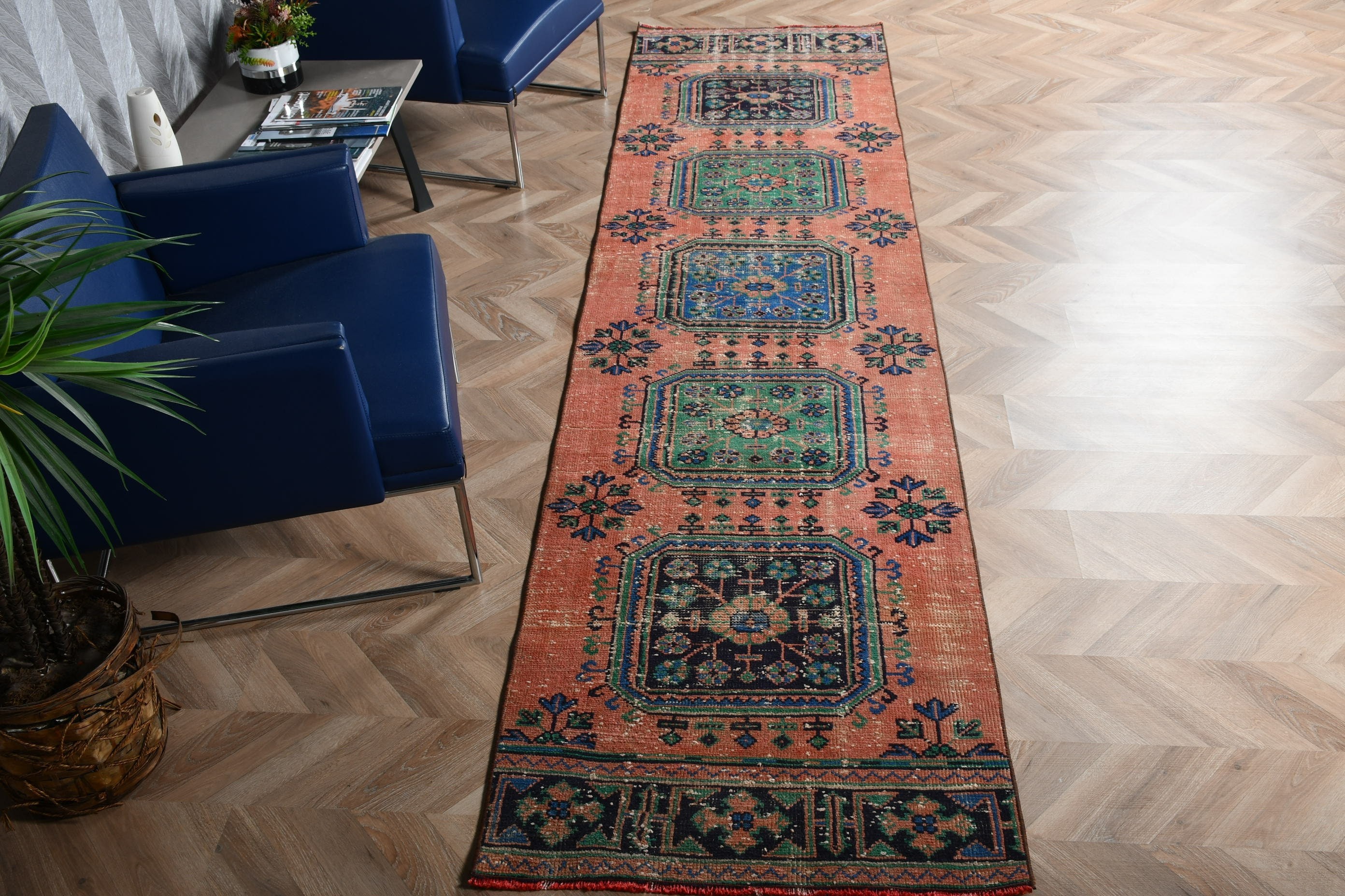 Kahverengi Anadolu Halısı, Türk Halıları, Merdiven Halısı, Mutfak Halıları, 2,8x11,2 ft Runner Halıları, Yer Halıları, Vintage Halı, Tasarımcı Halısı