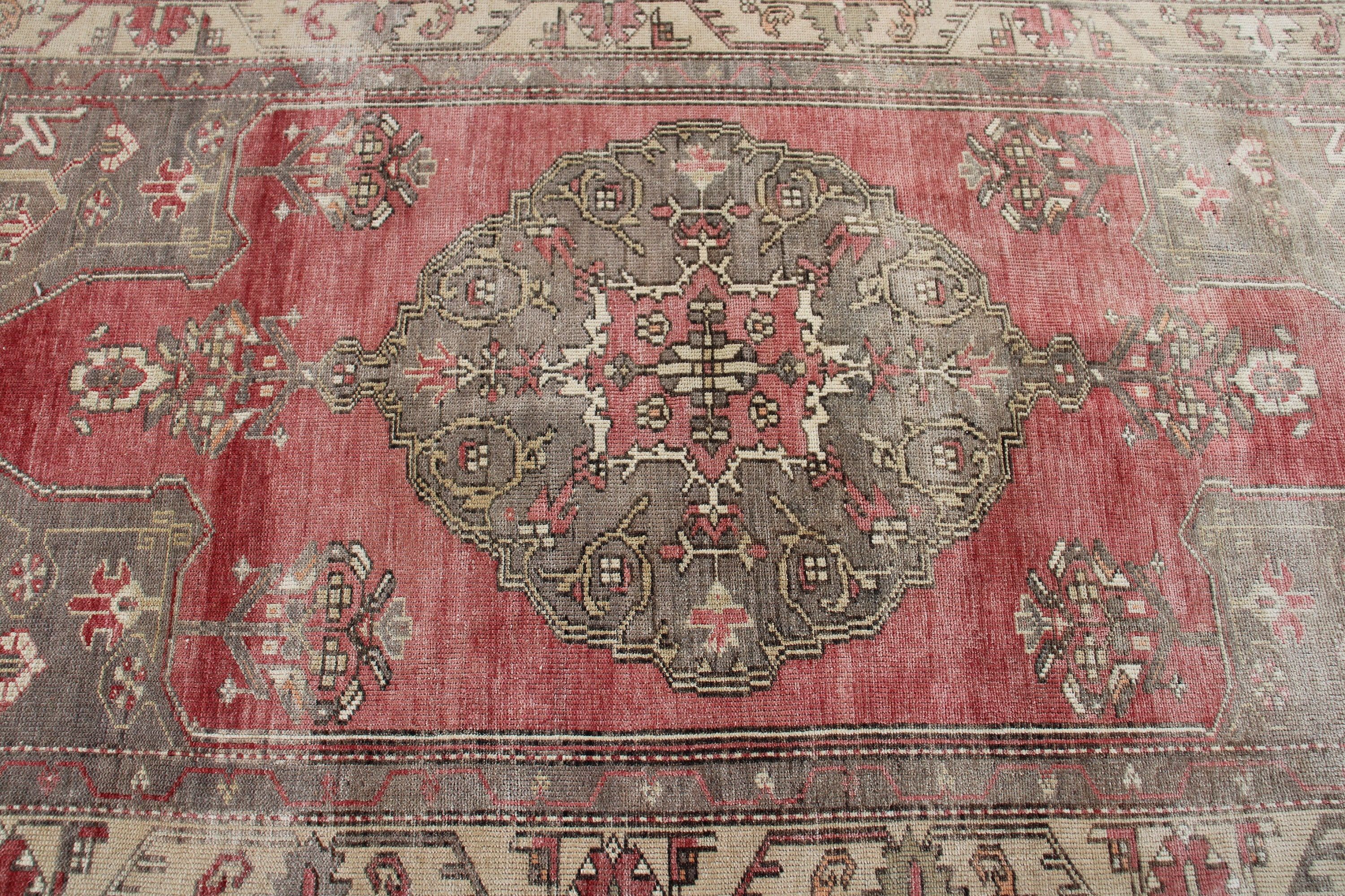 Oushak Bölge Halısı, 4.2x8.2 ft Alan Halısı, Çocuk Halısı, Kırmızı Oryantal Halı, El Dokuma Halılar, Vintage Halılar, Soğuk Halı, Türk Halısı, Yatak Odası Halıları