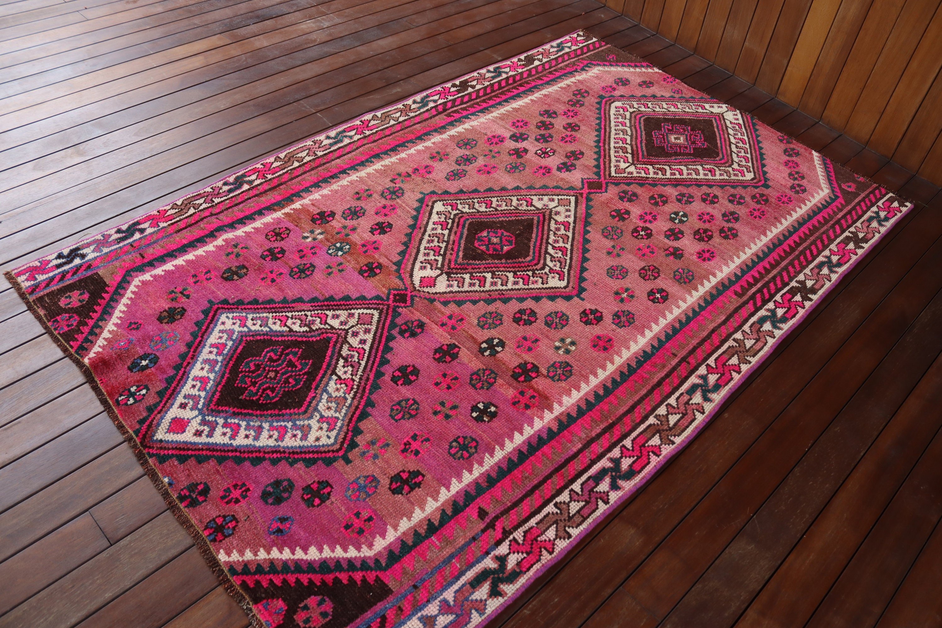 4.3x7 ft Area Rugs, Neutral Rugs, Pink Flatweave Rug, Turkish Rug, Rugs for Living Room, Vintage Rug, Oushak Area Rug, Geometric Rug