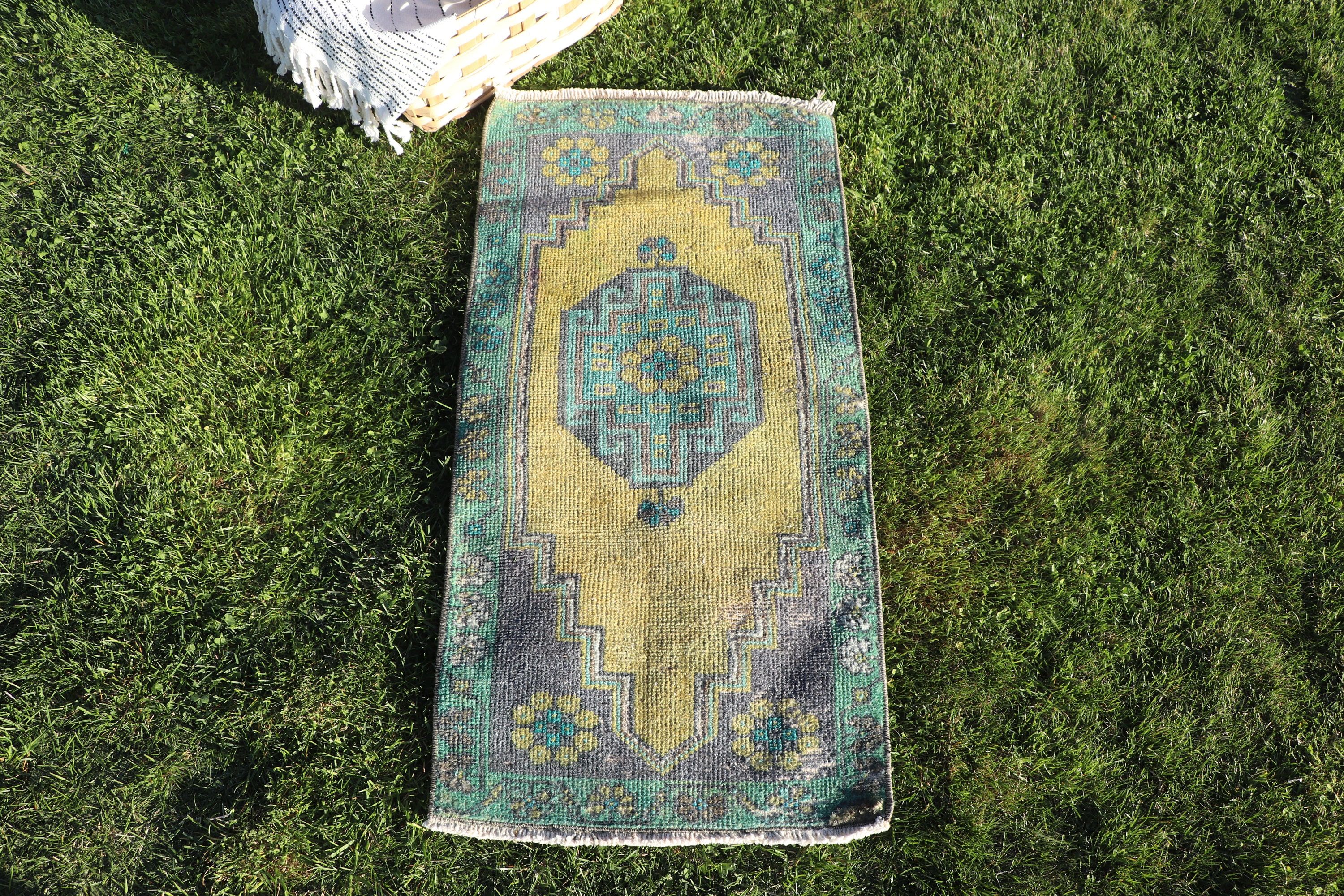 1.5x3.1 ft Küçük Halılar, Açıklama Halısı, Yatak Odası Halıları, Vintage Halı, Ev Dekor Halıları, Türk Halısı, Sarı Lüks Halılar, Duvara Asılı Halı