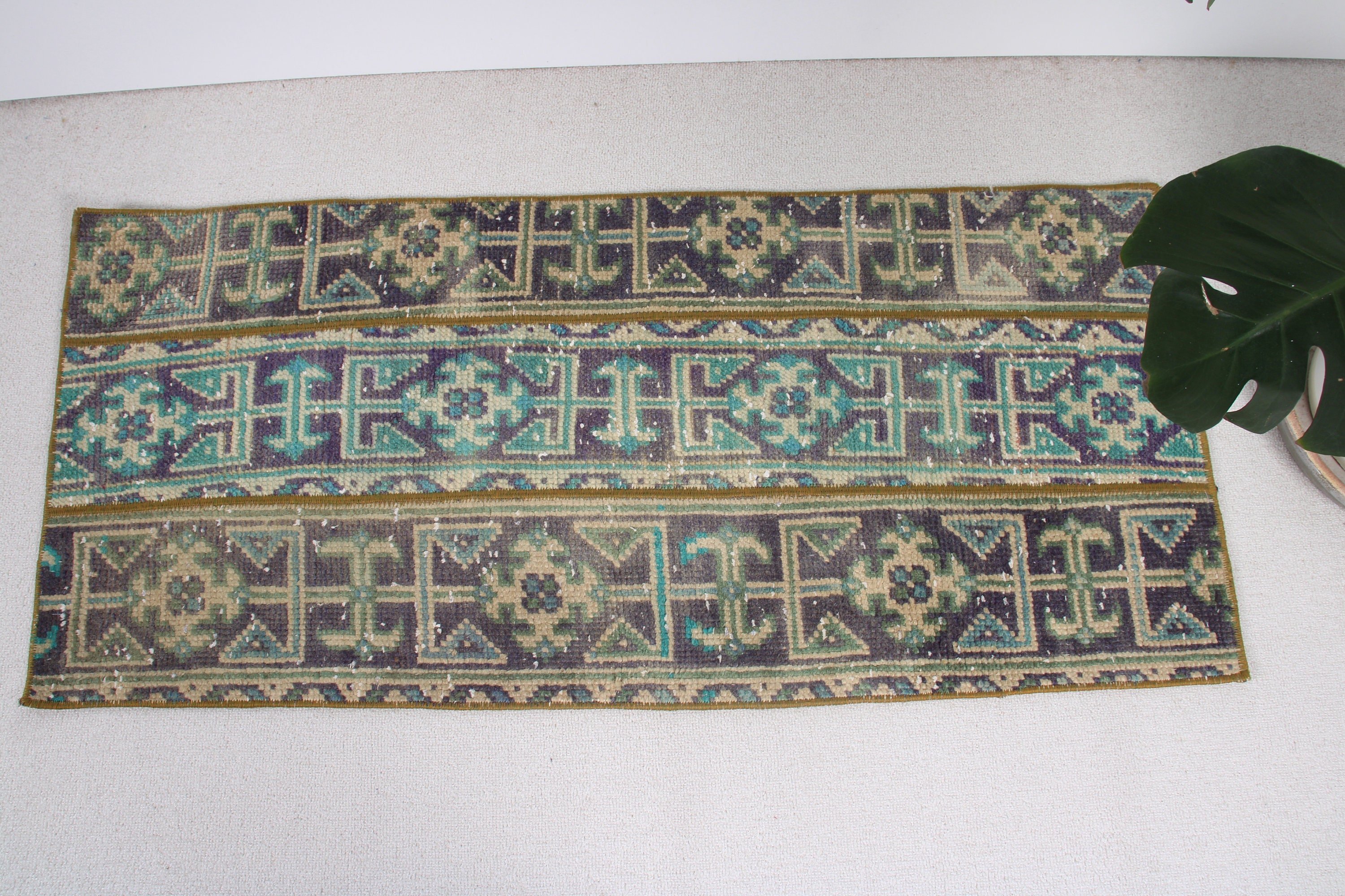 Mavi El Dokuma Halılar, 1.7x3.9 ft Küçük Halı, Vintage Halı, Lüks Halılar, Duvara Asılı Halılar, Türk Halısı, Fas Halısı, Boho Halıları, Banyo Halıları