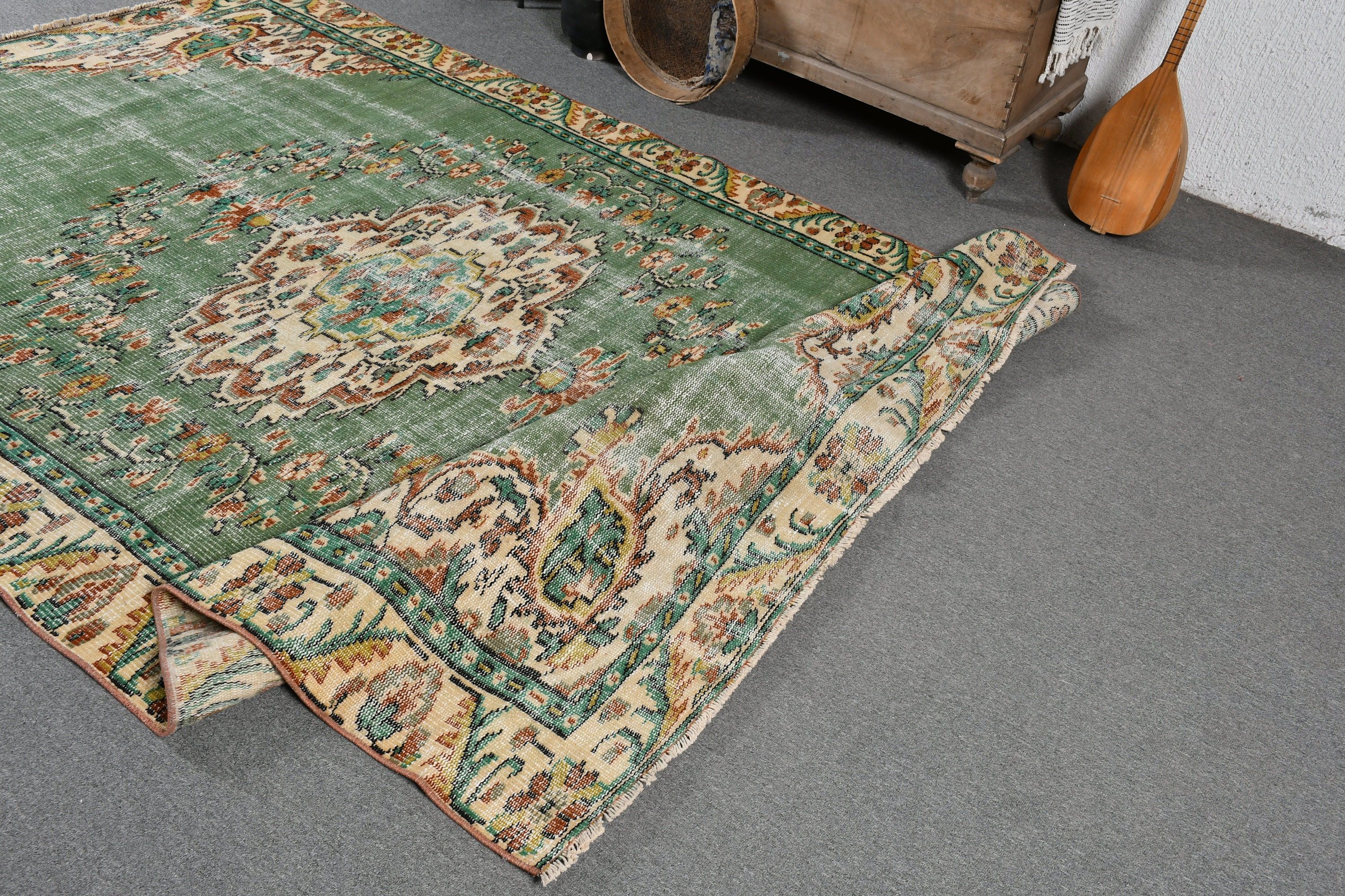 Moroccan Rugs, Salon Rug, Bedroom Rugs, Green Antique Rug, Old Rug, Vintage Rug, 5.9x9.3 ft Large Rug, Anatolian Rugs, Turkish Rug, Art Rug