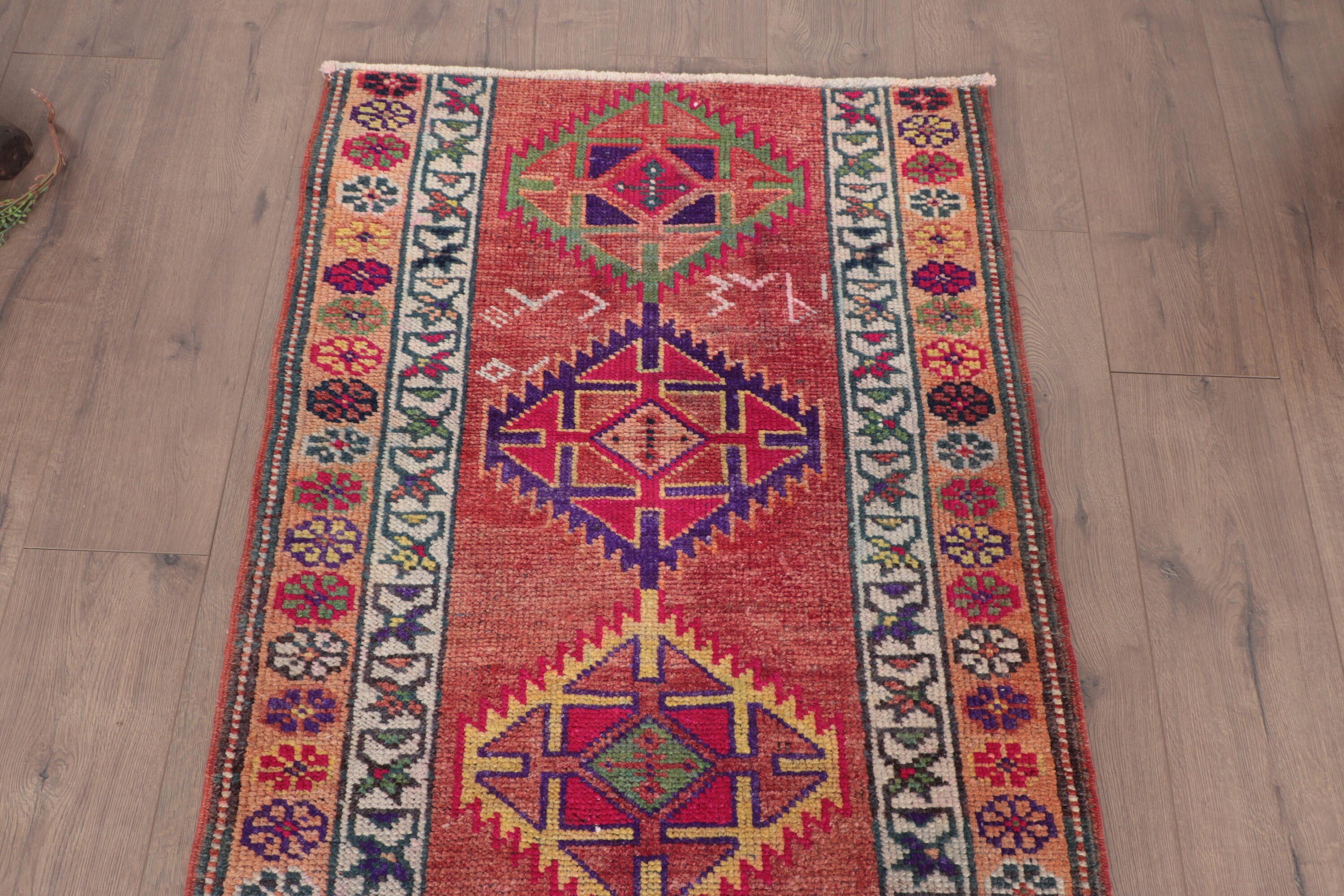 2,8x3,4 ft Küçük Halılar, Vintage Halı, Organik Halı, Küçük Boho Halıları, Turuncu Boho Halısı, Türk Halısı, Antika Halılar, Çocuk Halıları