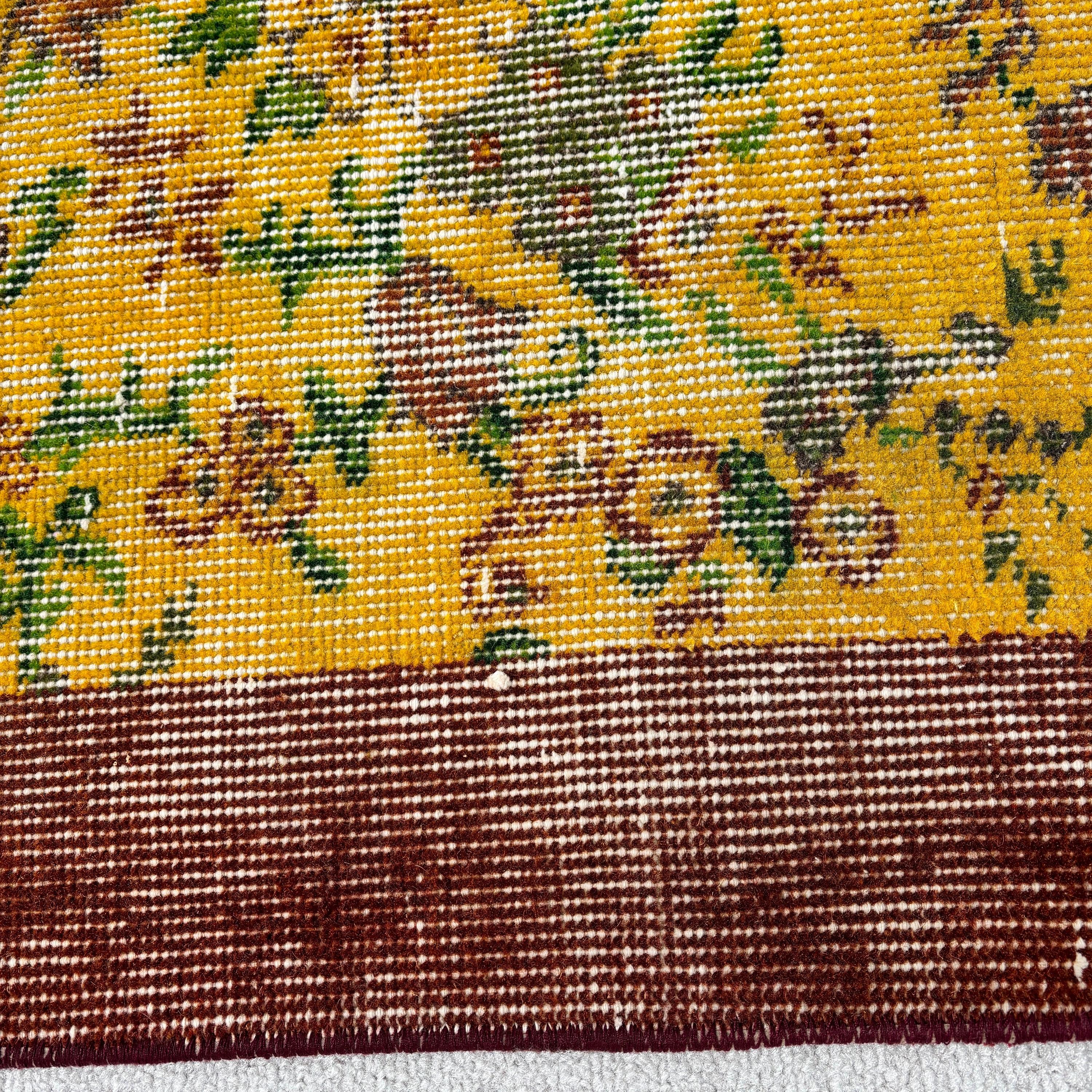 Vintage Rugs, Luxury Rug, Turkish Rugs, Modern Rug, Nursery Rugs, 3.7x6.6 ft Area Rugs, Yellow Wool Rugs, Oushak Area Rug, Organic Rug