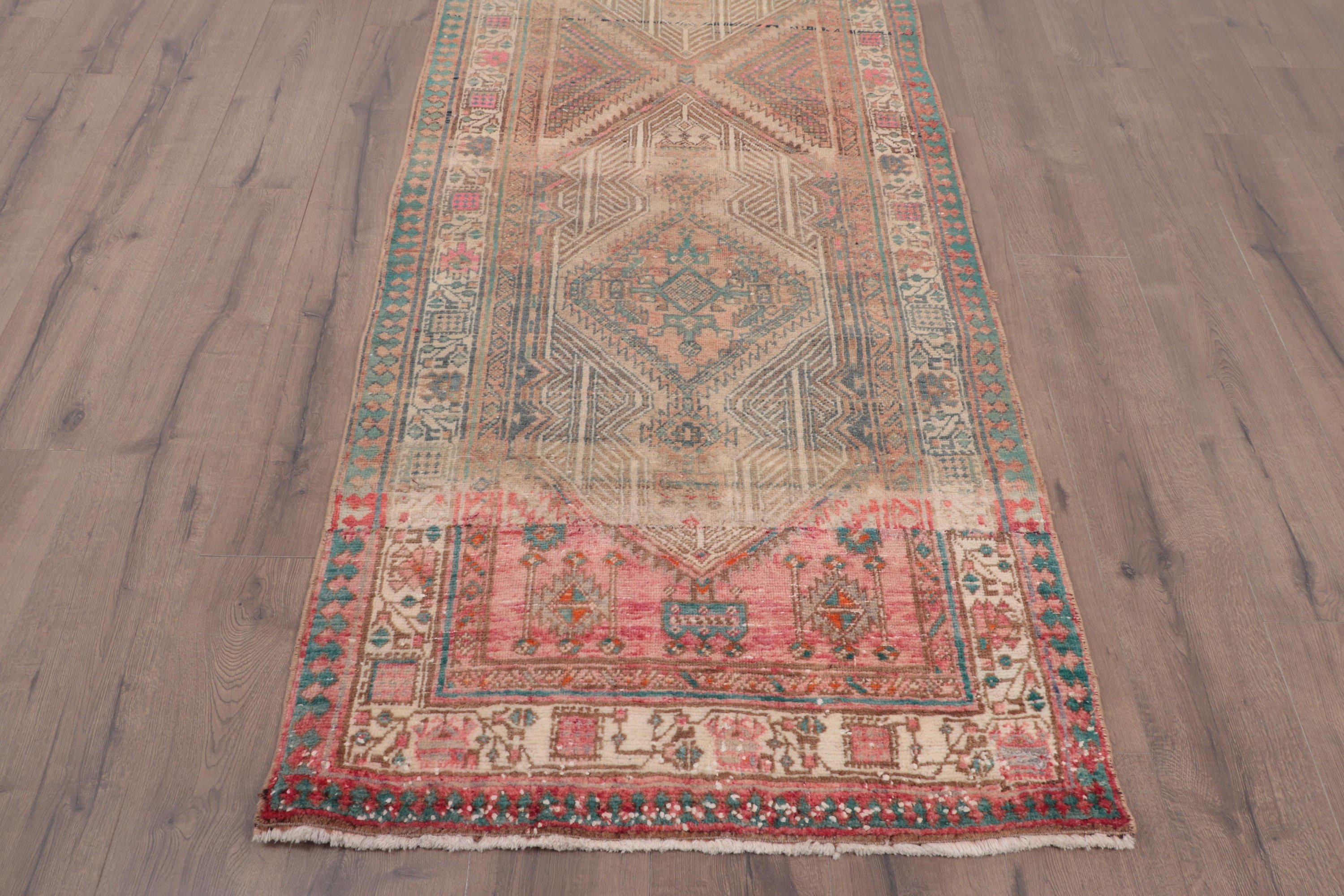 Koridor Halısı, 3.1x10.4 ft Yolluk Halısı, Organik Halı, Kahverengi Yün Halılar, Nötr Halı, Koridor Halısı, Vintage Halı, Fas Halısı, Türk Halıları