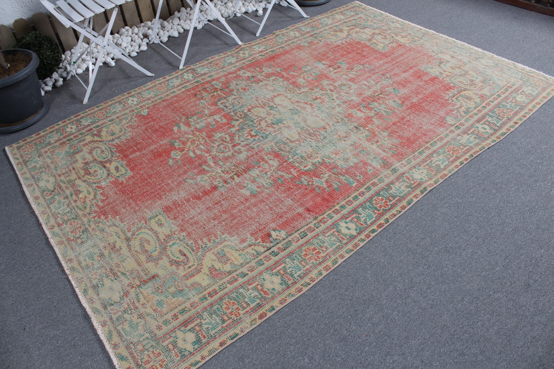 Turkish Rug, Anatolian Rug, Salon Rug, Red Kitchen Rugs, 5.3x8 ft Large Rug, Wool Rug, Rugs for Dining Room, Bedroom Rugs, Vintage Rug