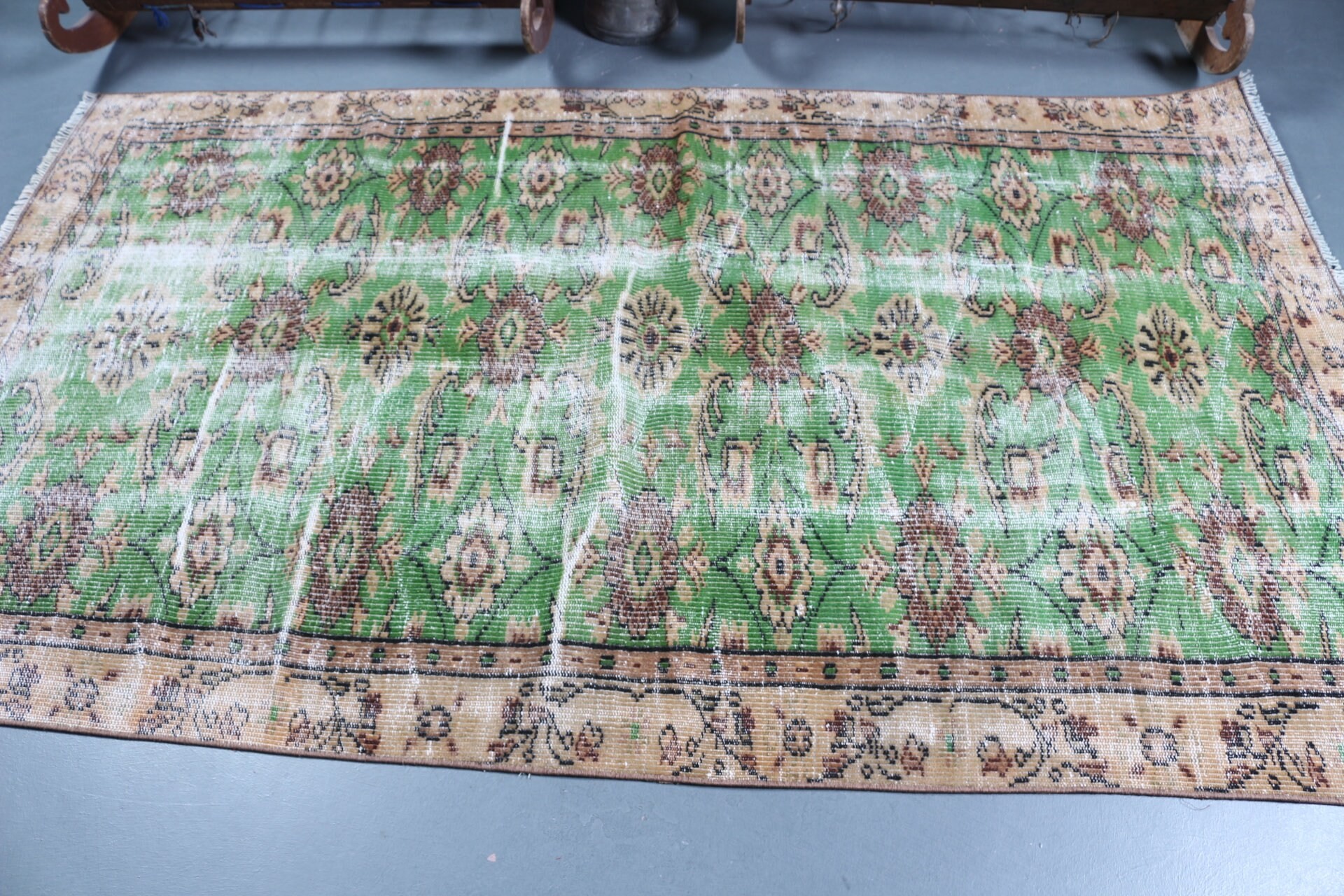 Yemek Odası Halıları, Fas Halısı, Retro Halı, Mutfak Halısı, Yeşil Yatak Odası Halıları, Vintage Halı, 4.4x7.7 ft Alan Halıları, Türk Halısı, Harika Halılar