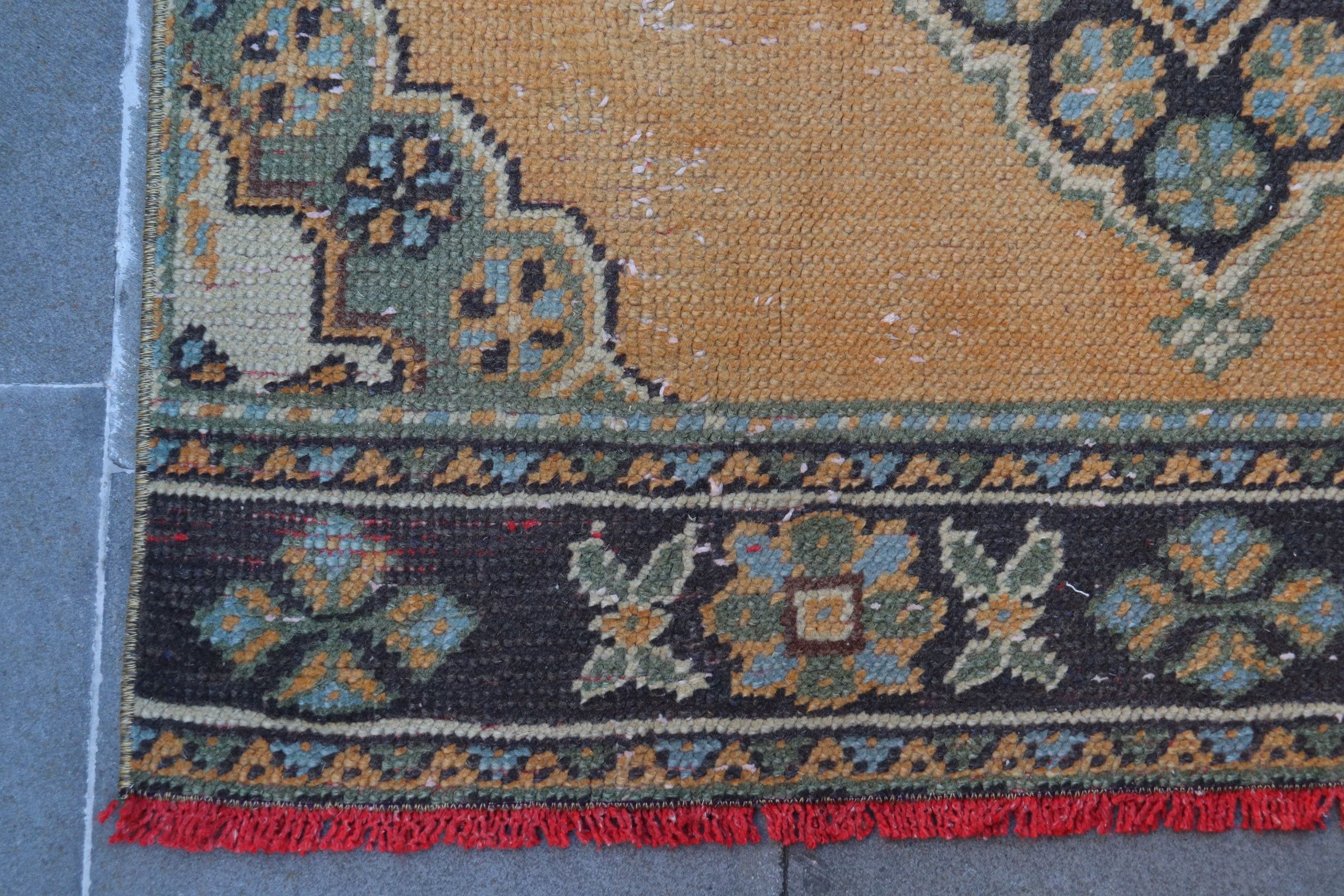 3x10.4 ft Runner Rugs, Turkish Rugs, Kitchen Rugs, Antique Rugs, Art Rug, Rugs for Kitchen, Oriental Rug, Vintage Rugs, Orange Antique Rugs