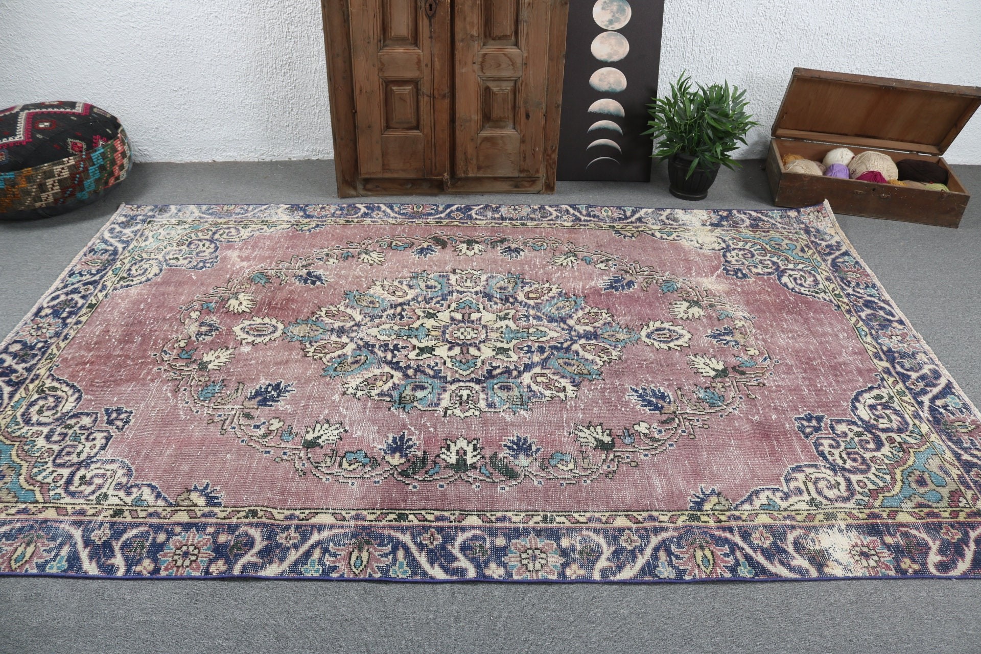 Anatolian Rugs, Vintage Rugs, Modern Rug, Bedroom Rugs, Salon Rug, Living Room Rug, Purple Antique Rug, 5.8x9.1 ft Large Rugs, Turkish Rugs