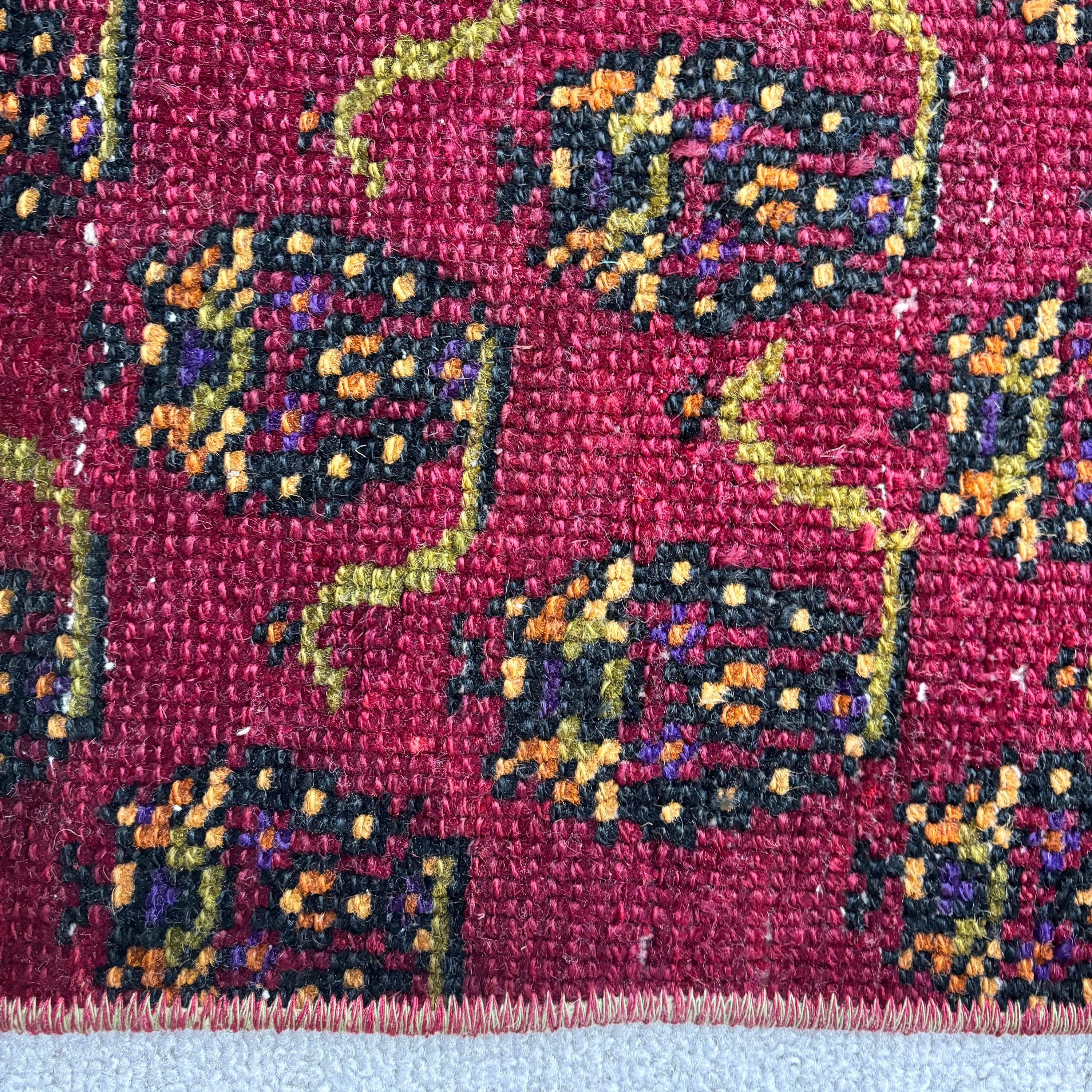 Kırmızı El Dokuma Halı, Merdiven Halısı, Antika Halı, Boho Halıları, Türk Halıları, Koridor Halıları, Vintage Halılar, Mutfak Halıları, 2,5x9,1 ft Yolluk Halıları