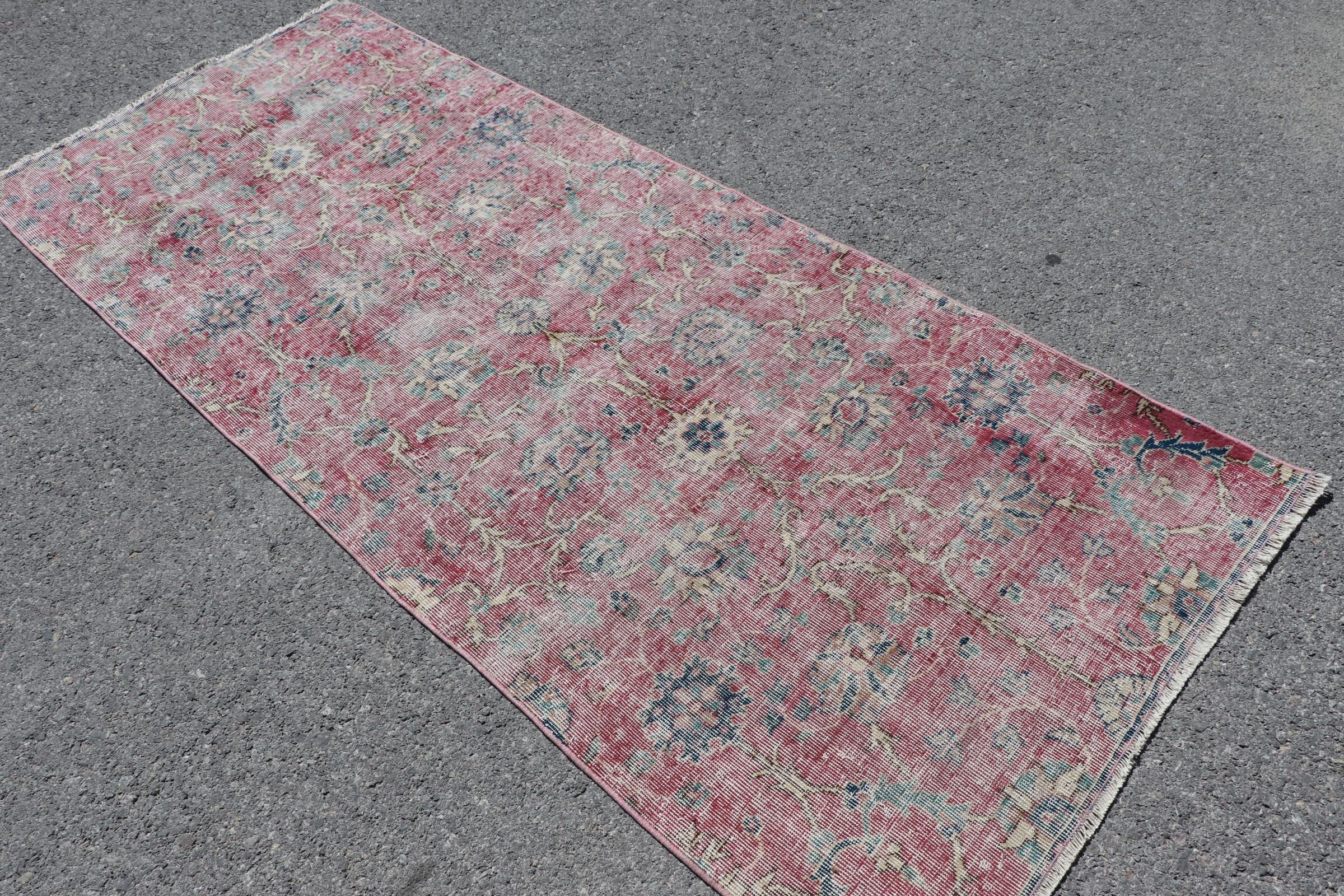 Vintage Rug, Dining Room Rugs, Wool Rug, Rugs for Indoor, Indoor Rug, Red Oushak Rugs, Turkish Rug, 3.2x7.7 ft Area Rug, Cool Rugs, Art Rug