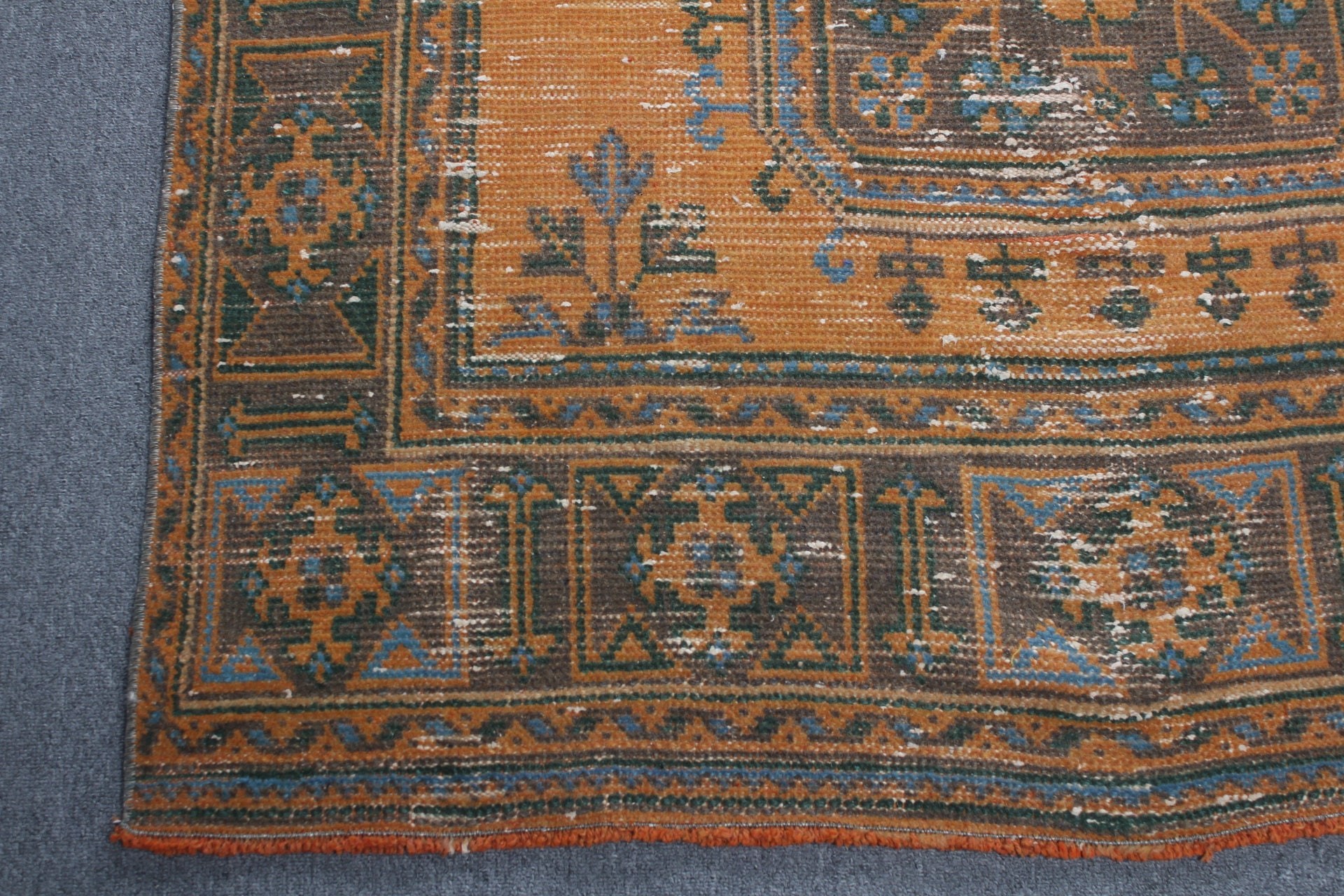 Vintage Halılar, Koridor Halısı, 4.1x11.5 ft Koşucu Halısı, Koridor Halısı, Merdiven Halıları, Sarı Yatak Odası Halısı, Türk Halıları, Yün Halılar