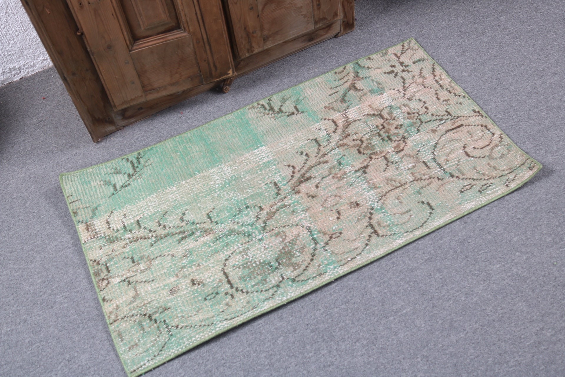 Bathroom Rug, Modern Rugs, Turkish Rugs, Green Bedroom Rugs, Home Decor Rugs, 2x3.6 ft Small Rug, Boho Rugs, Vintage Rug, Wall Hanging Rugs