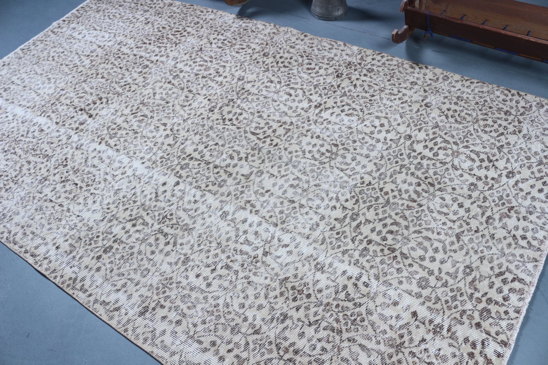 Oturma Odası Halısı, Antika Halılar, Eskitilmiş Halı, Vintage Halı, Yatak Odası Halısı, Yün Halılar, 5.4x9 ft Büyük Halılar, Bej Yer Halısı, Türk Halıları